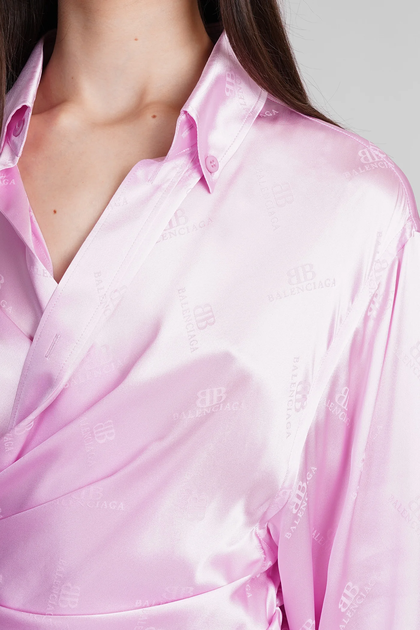 Dress woman  in rose-pink silk - Image 5