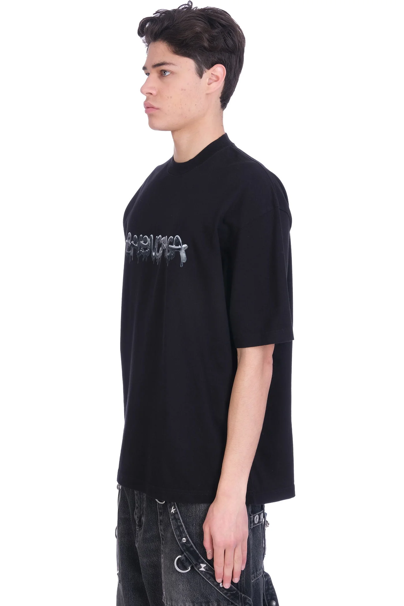 T-Shirt in black cotton - Image 4