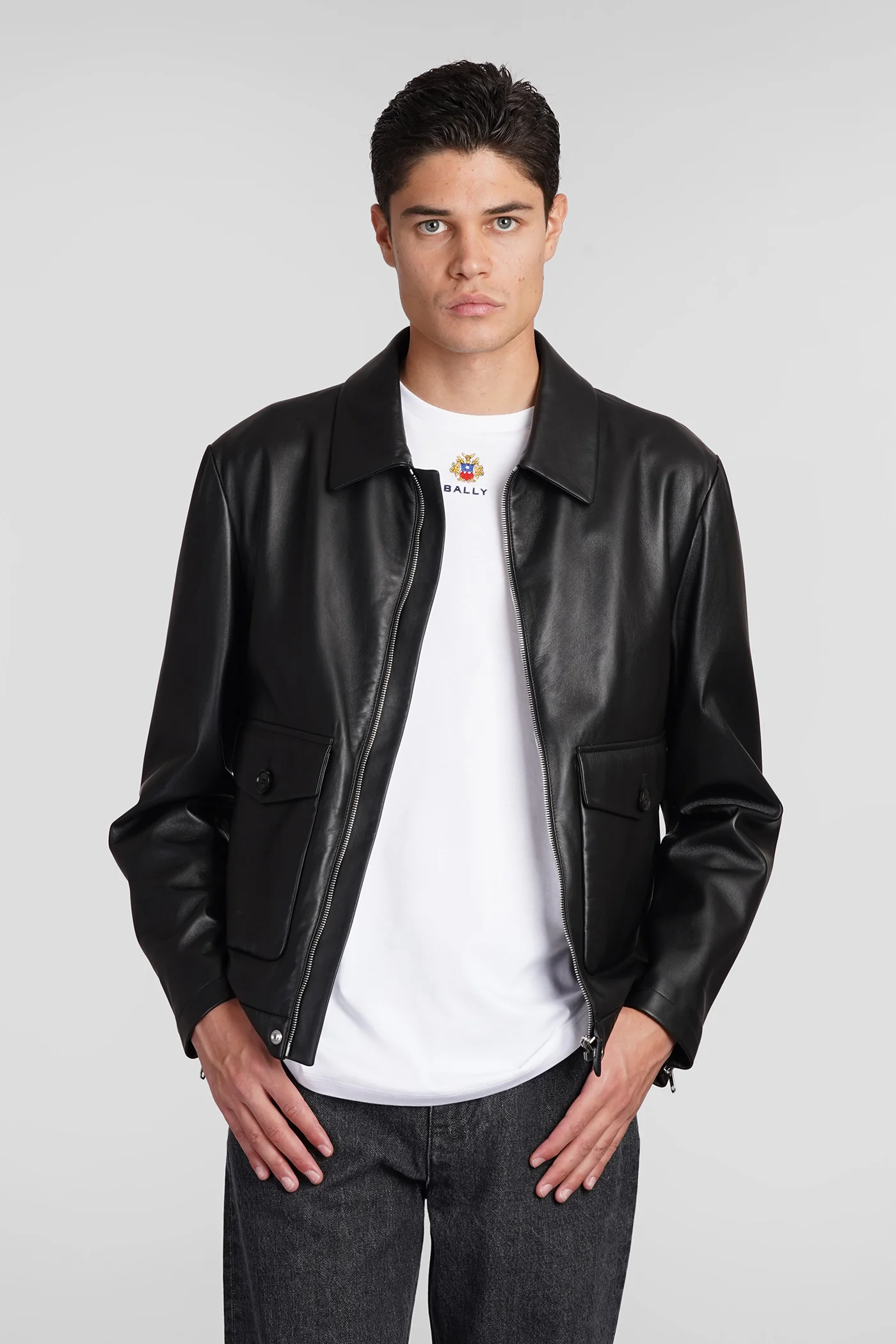 Leather jacket in black leather