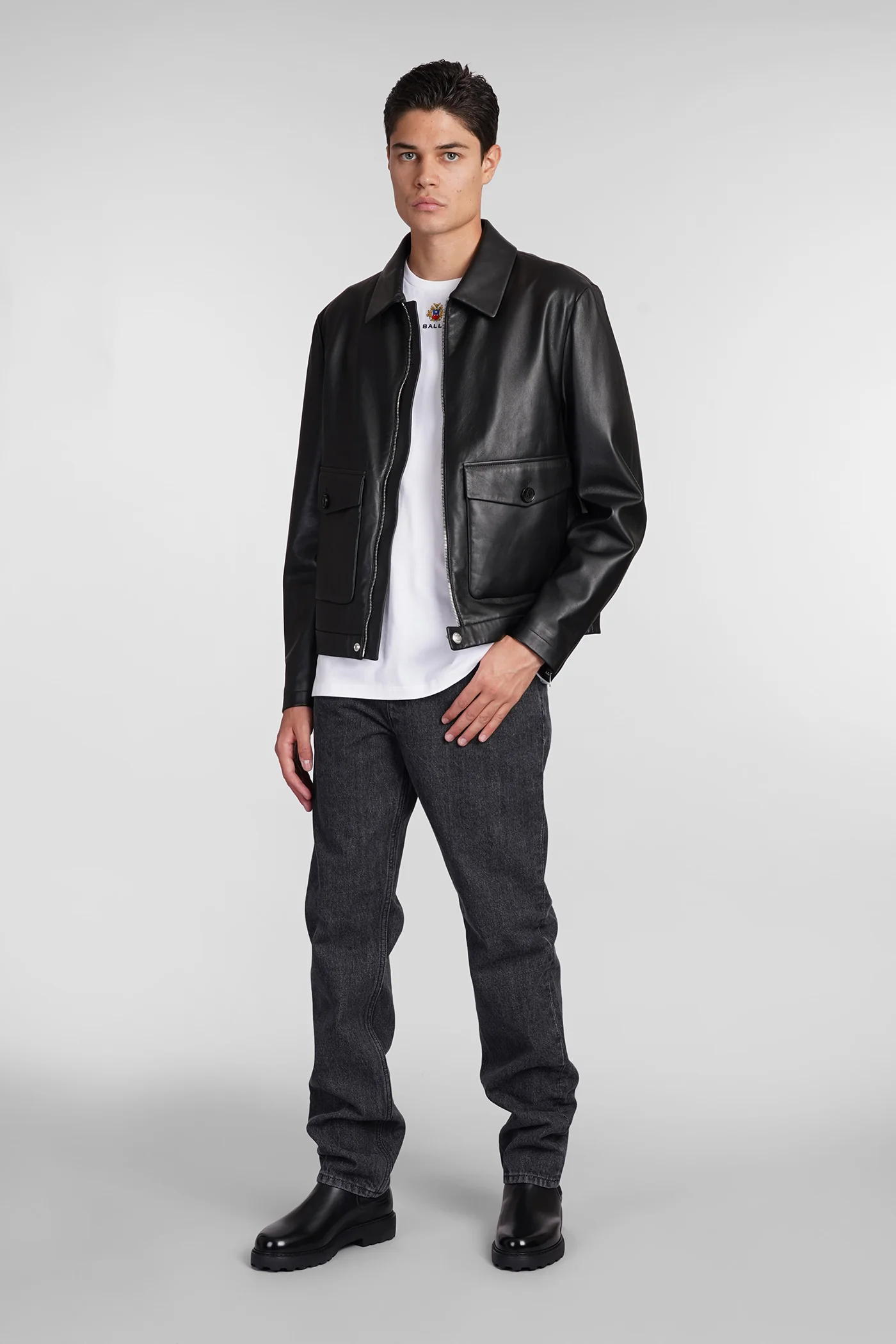Leather jacket in black leather - Image 2