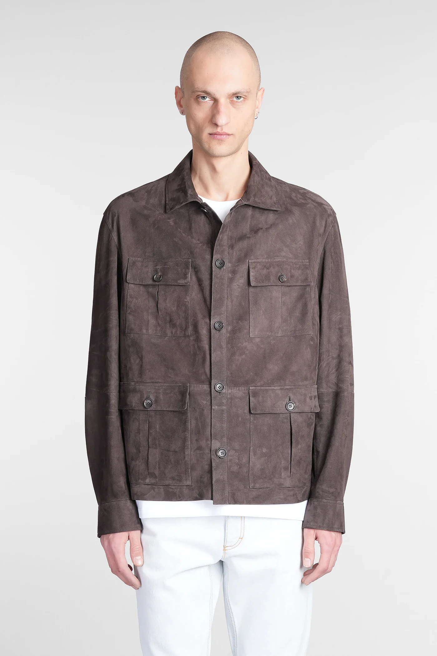 Leather jacket in brown leather