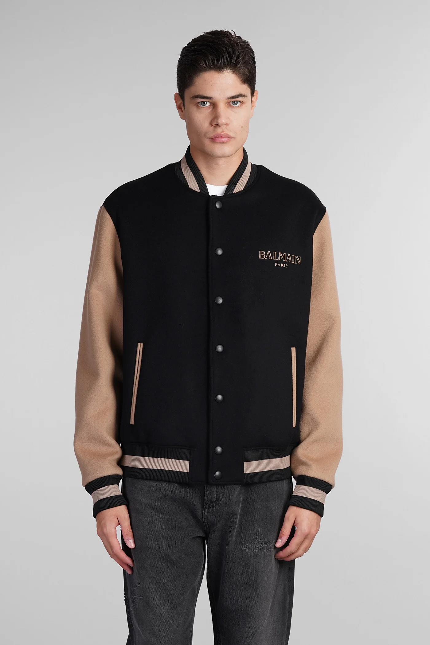 Bomber Jacket in black wool