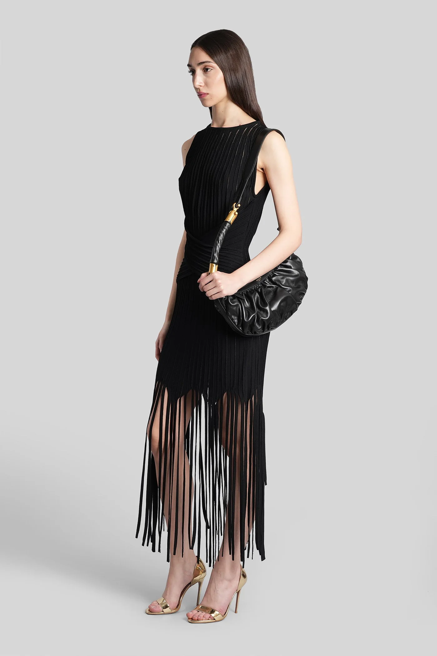 Mini dress in black viscose - Image 4