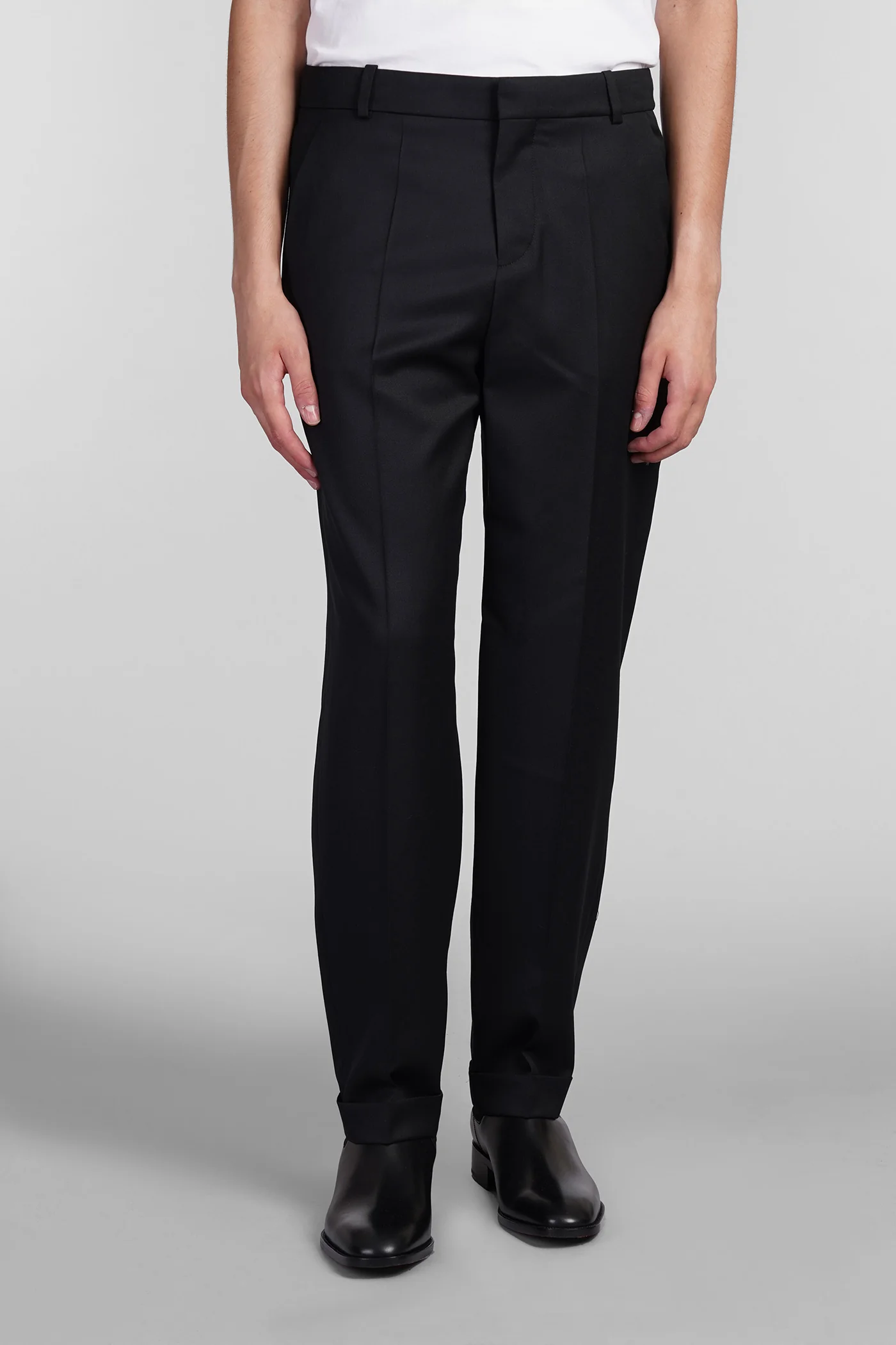 Pants in black wool