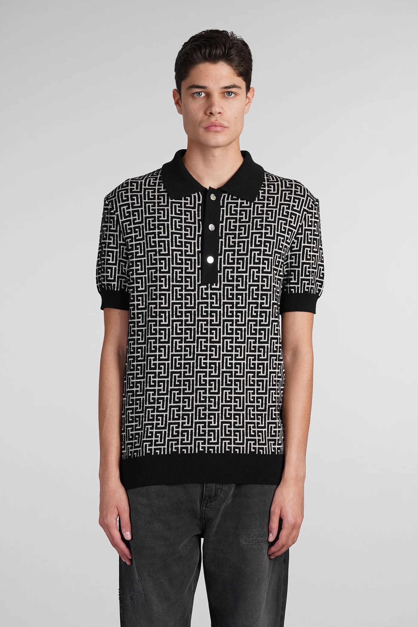 Polo in beige wool