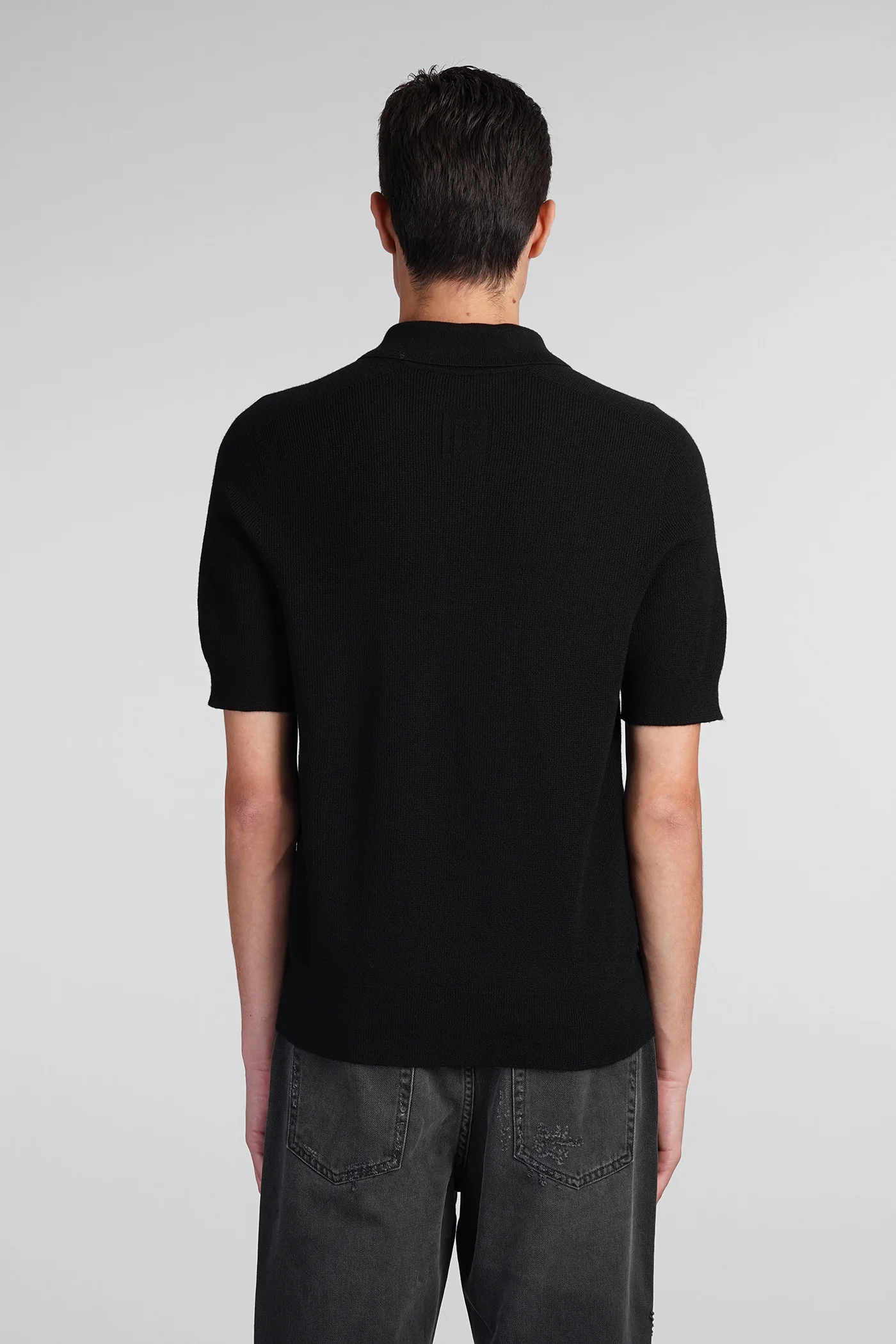 Polo in black wool - Image 3