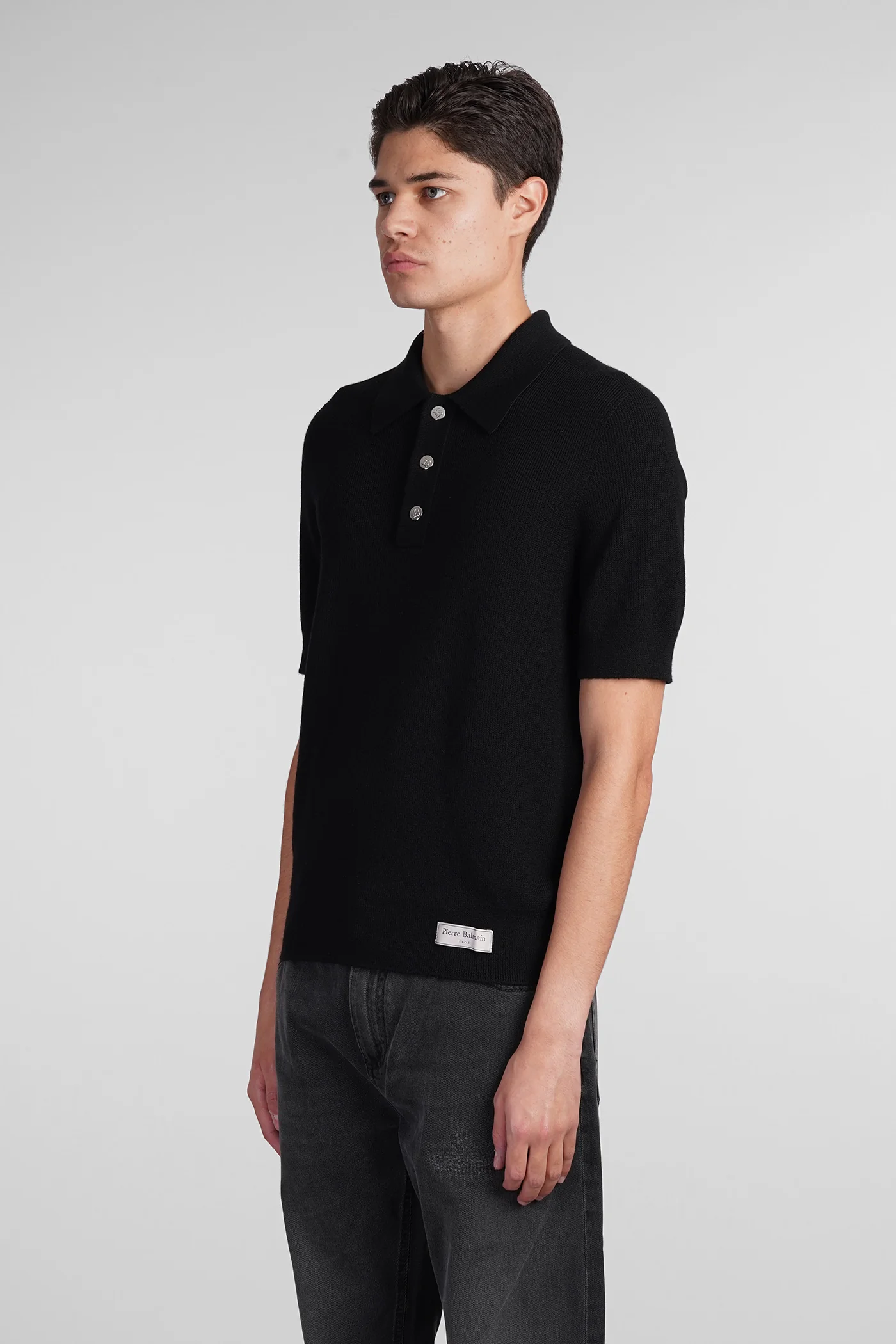 Polo in black wool - Image 4