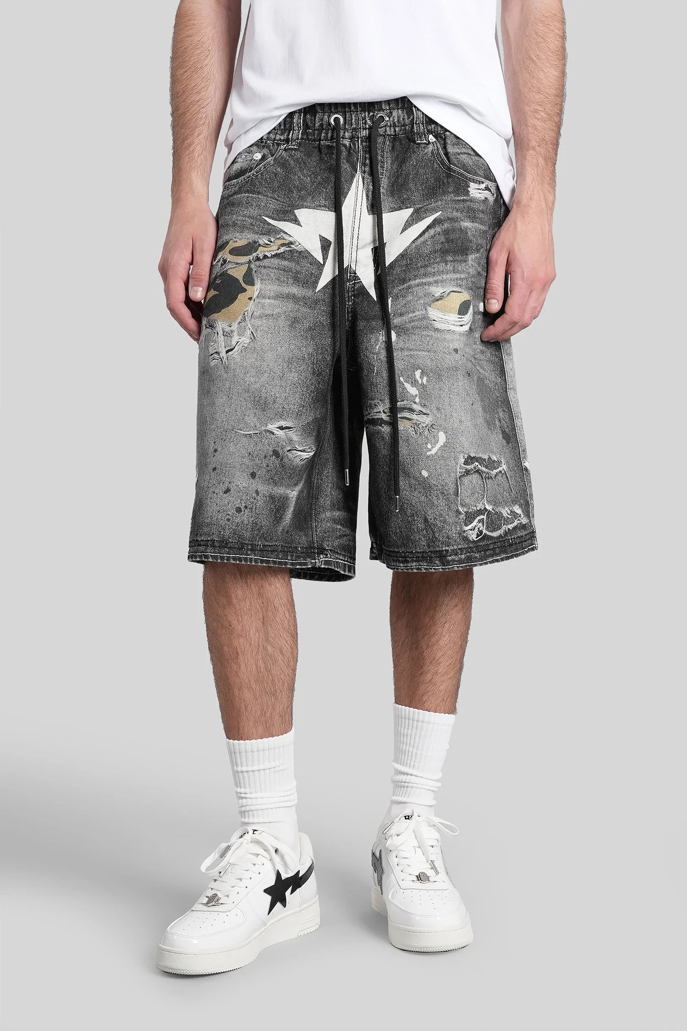 Shorts in black cotton