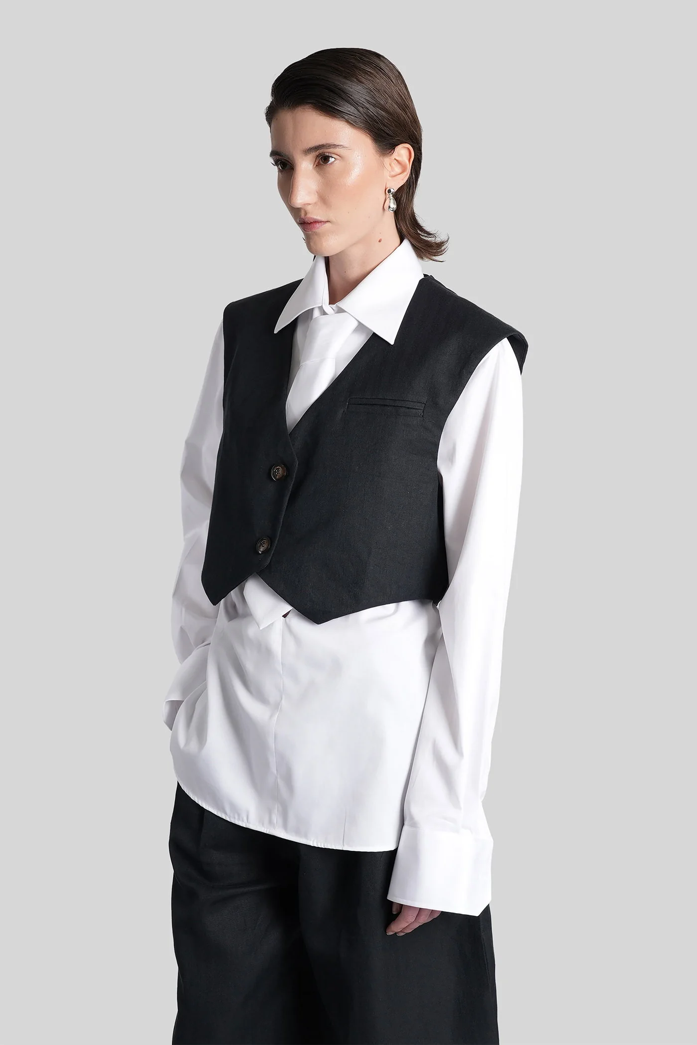 Vest in black linen - Image 4