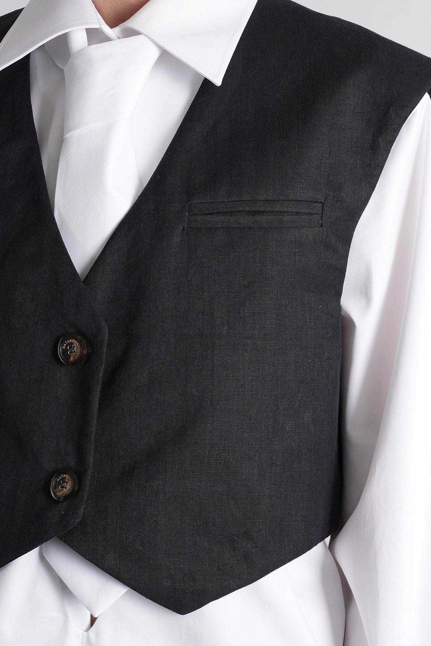 Vest in black linen - Image 5
