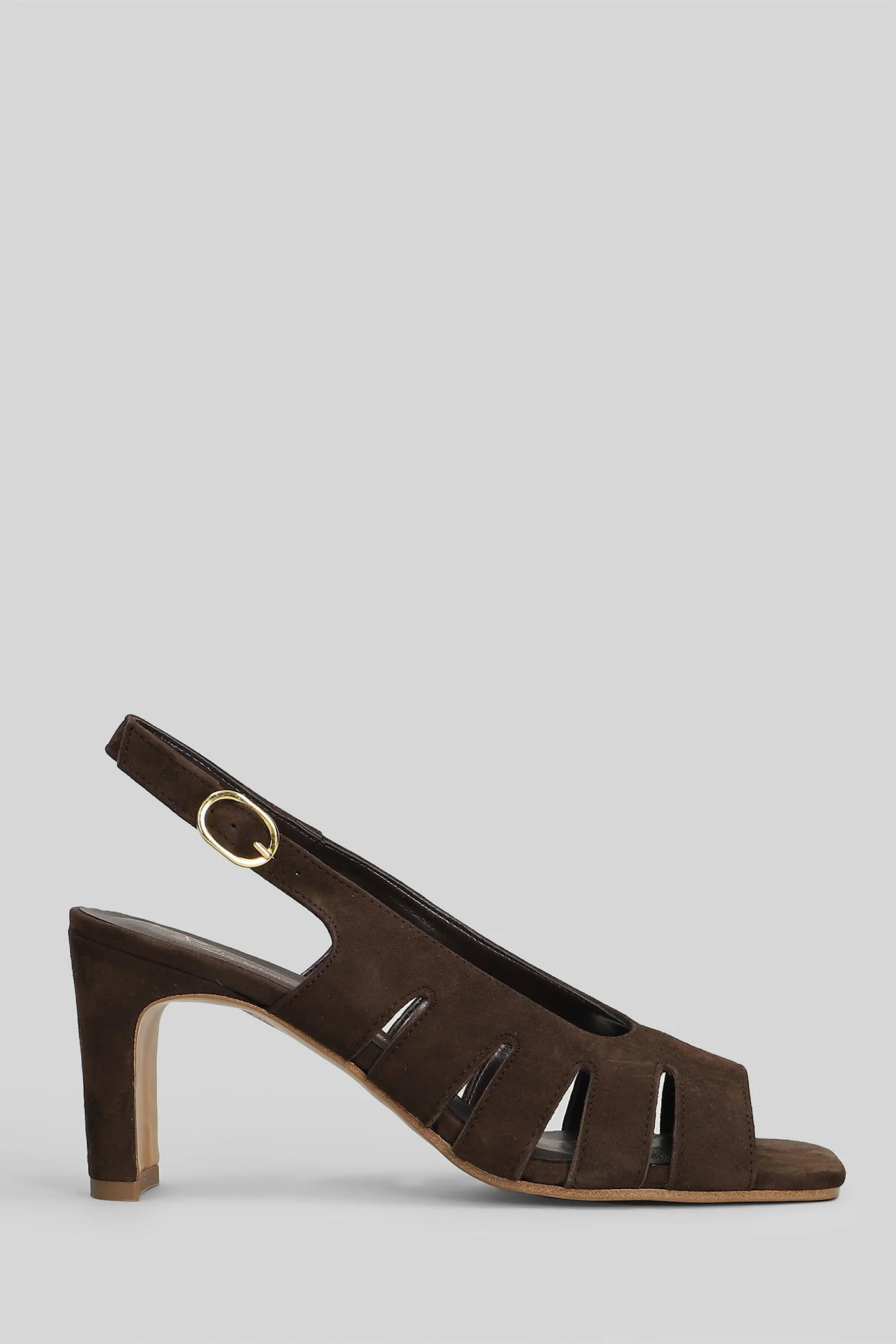 Sandals in dark brown suede