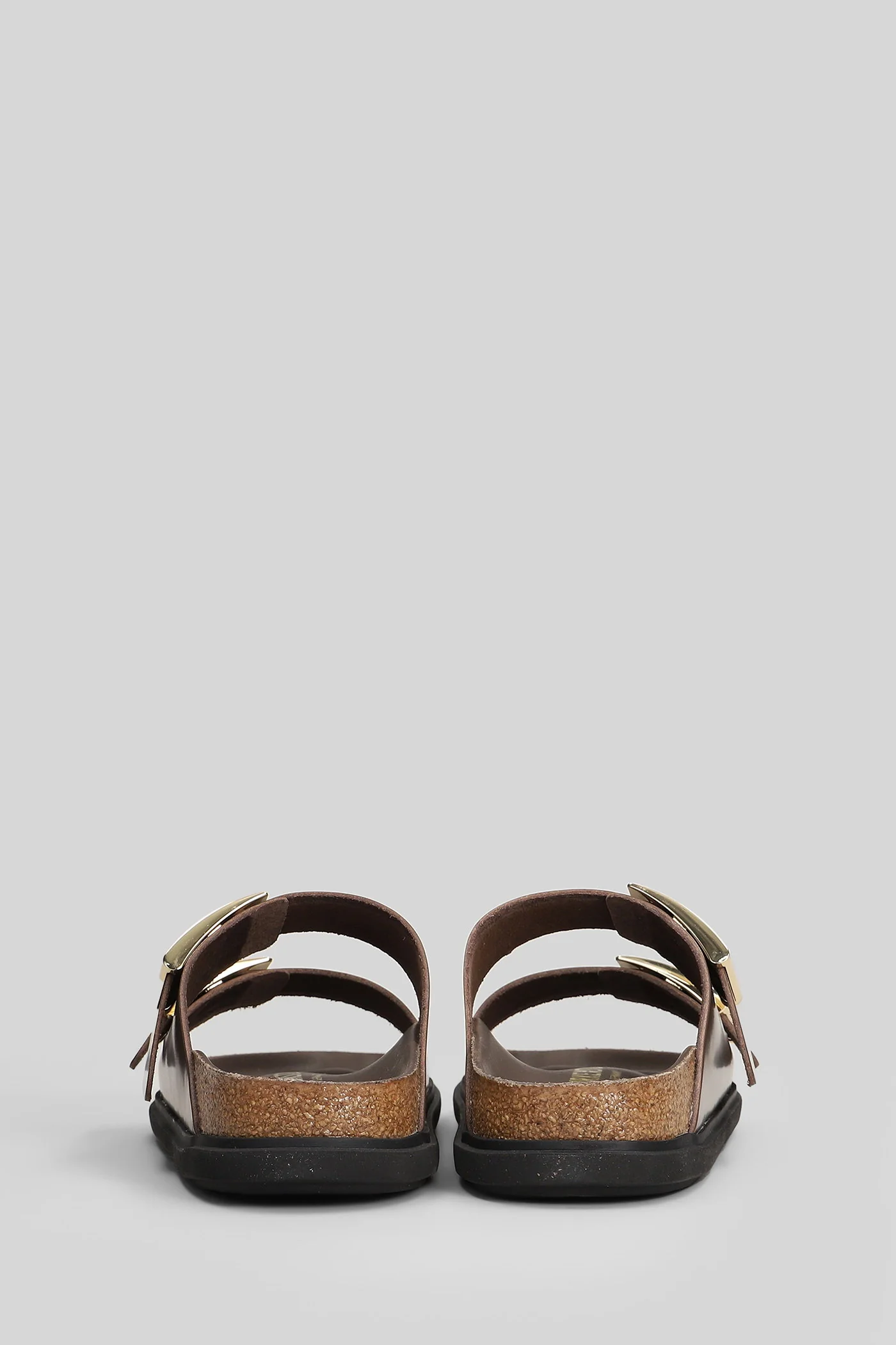 Arizona Db Hex Flat sandal-slipper in brown leather - Image 4