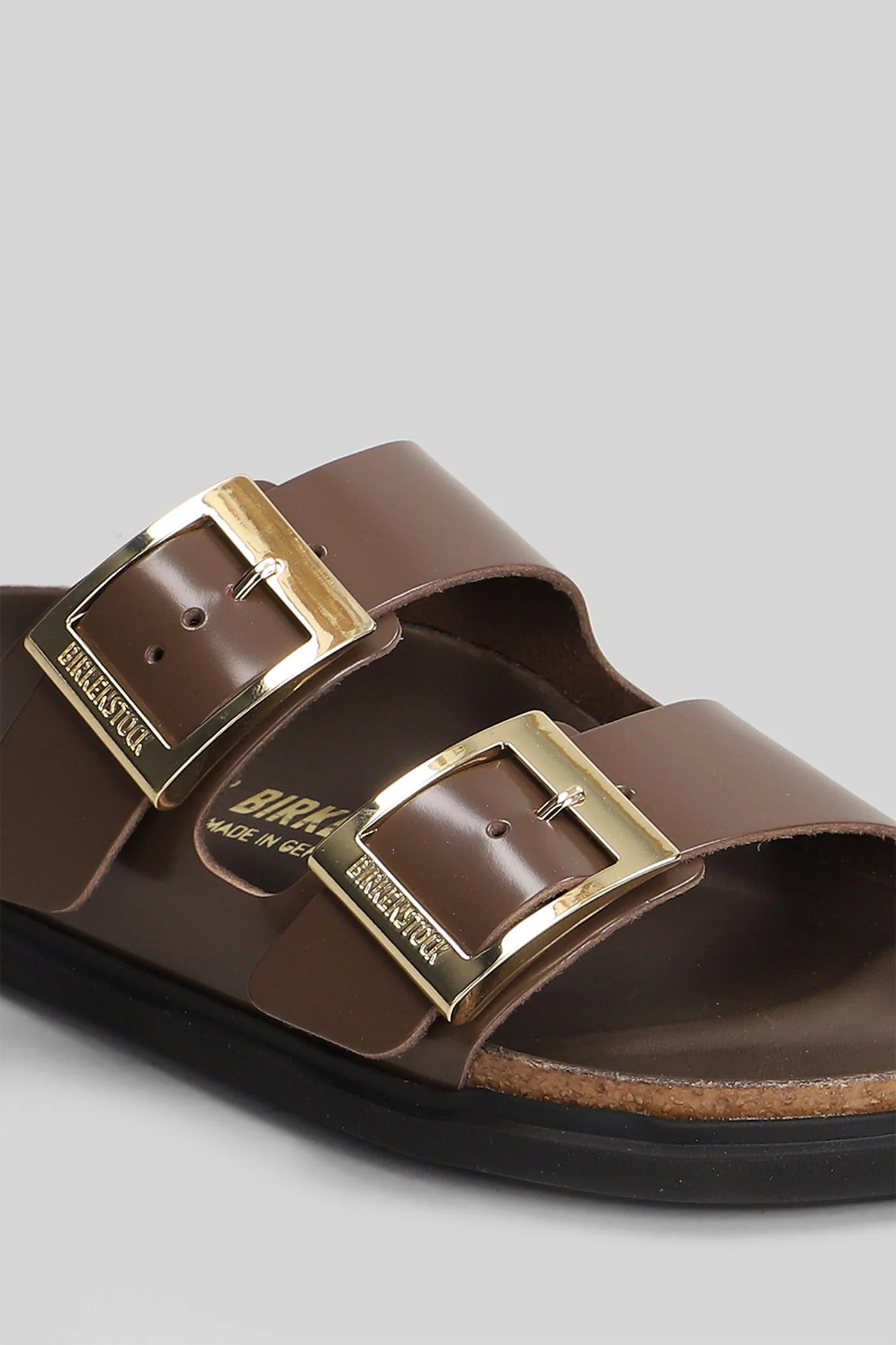 Arizona Db Hex Flat sandal-slipper in brown leather - Image 5