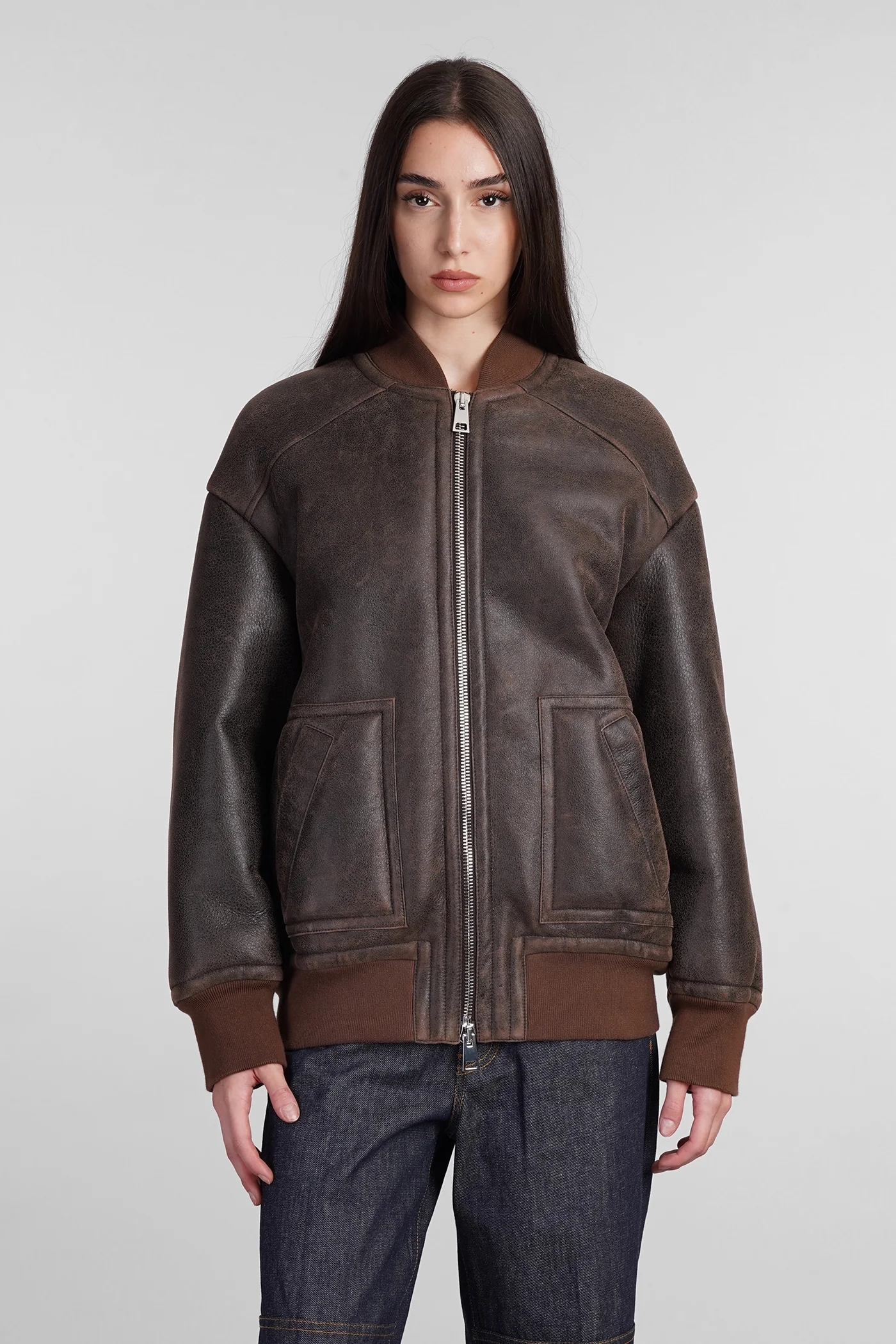Bomber Jacket in brown leather