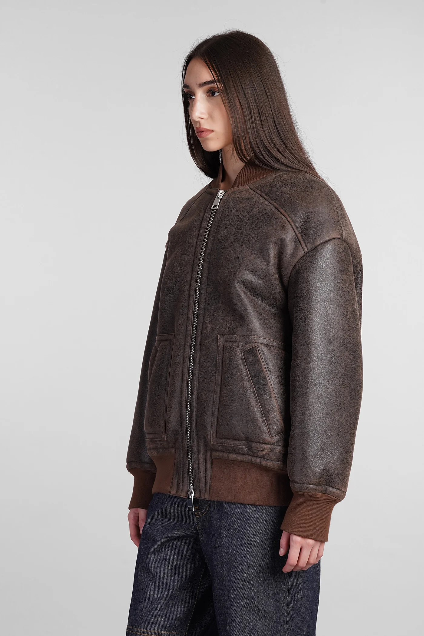 Bomber Jacket in brown leather - Image 4