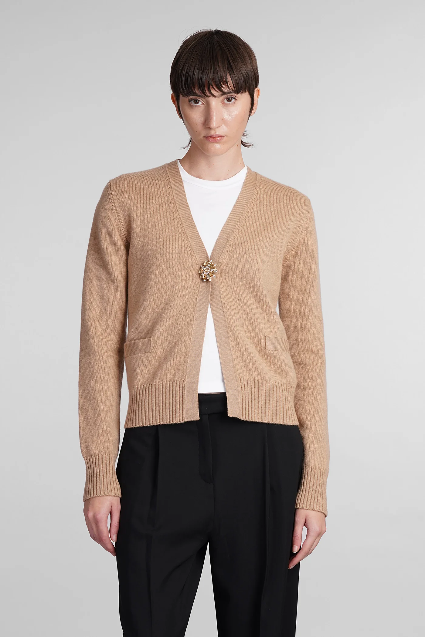Cardigan in beige wool