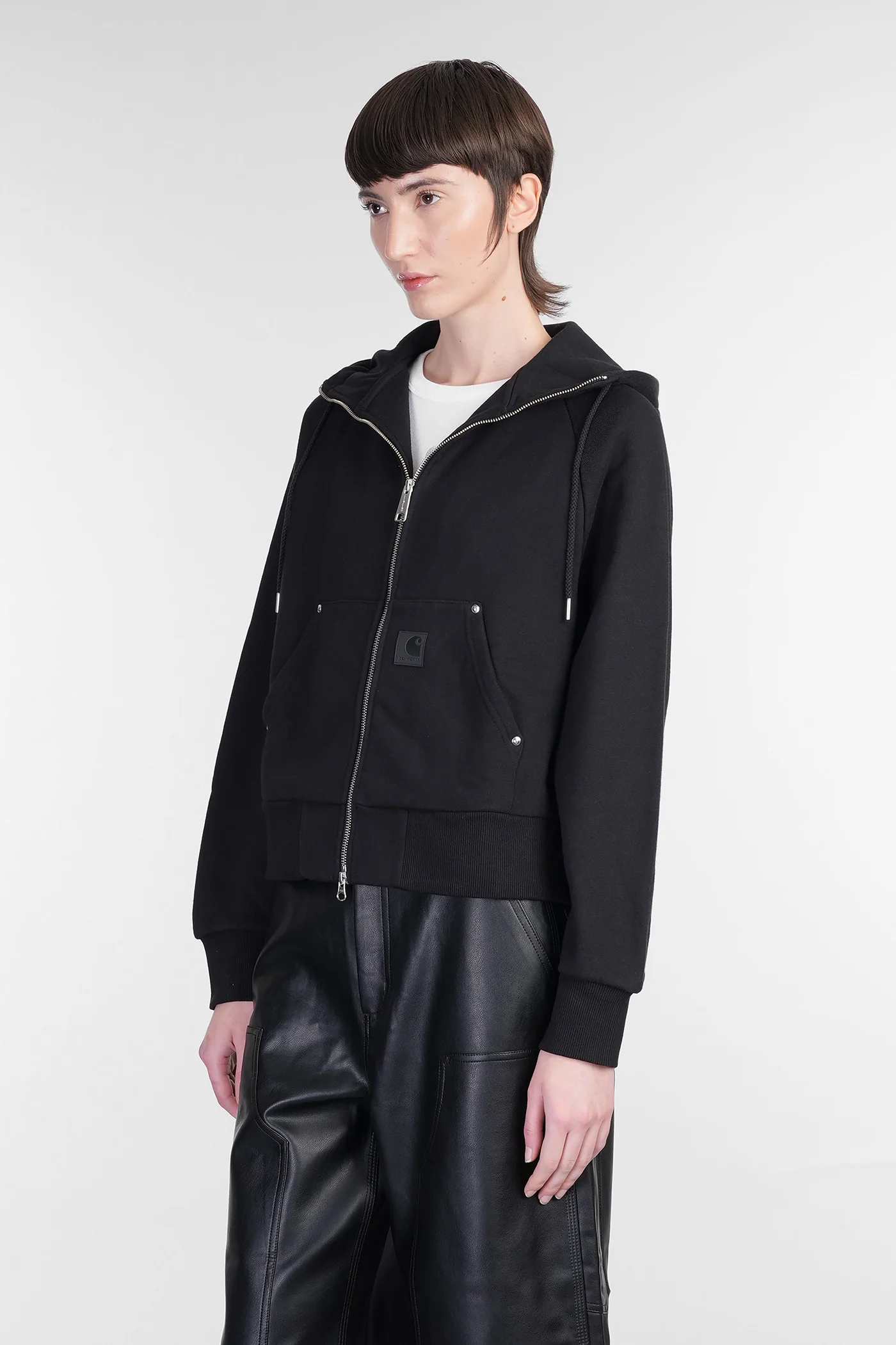 Hooded Eldon Jacket Sweatshirt in black cotton - Image 4