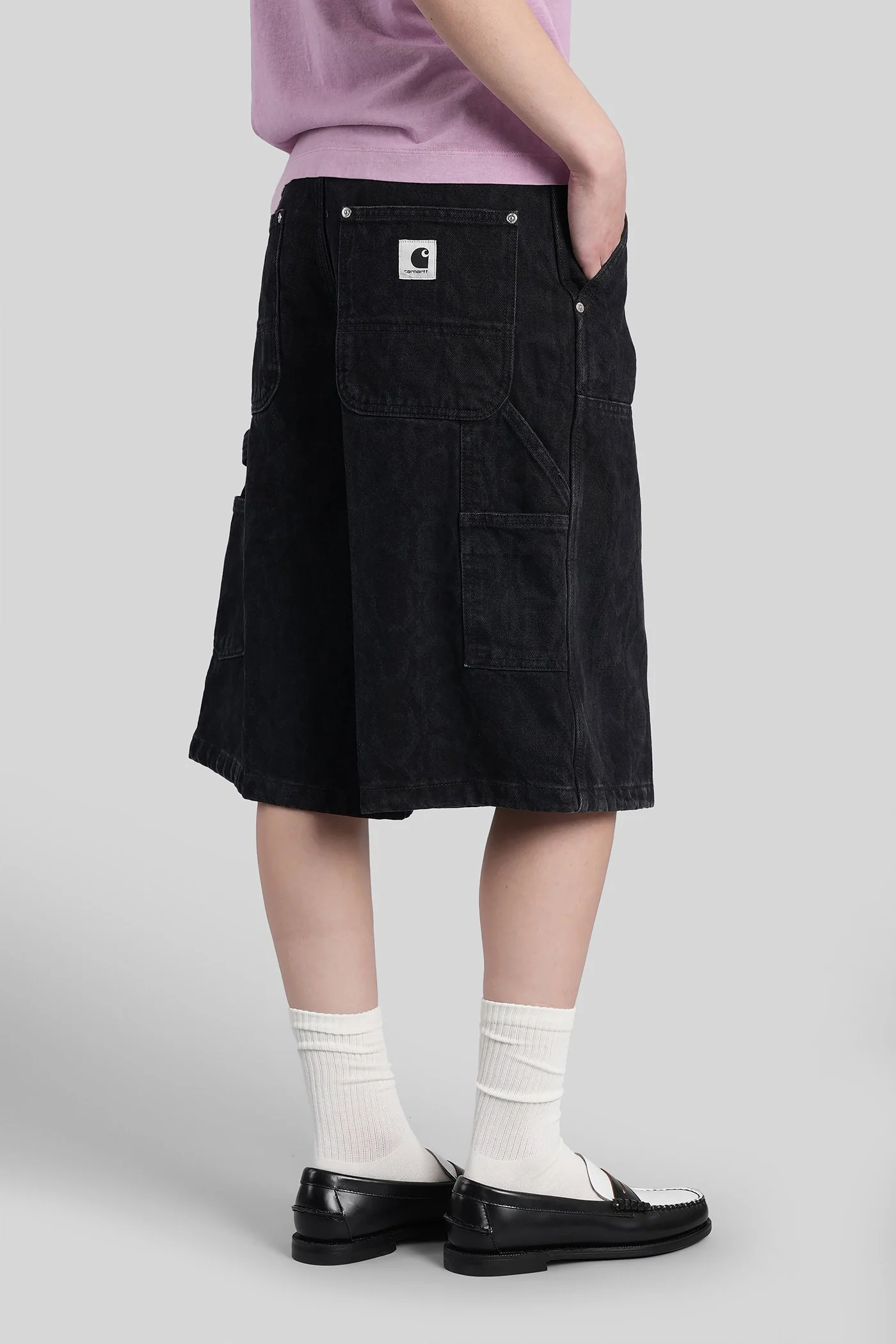 W snake nixon double Shorts in black cotton - Image 3