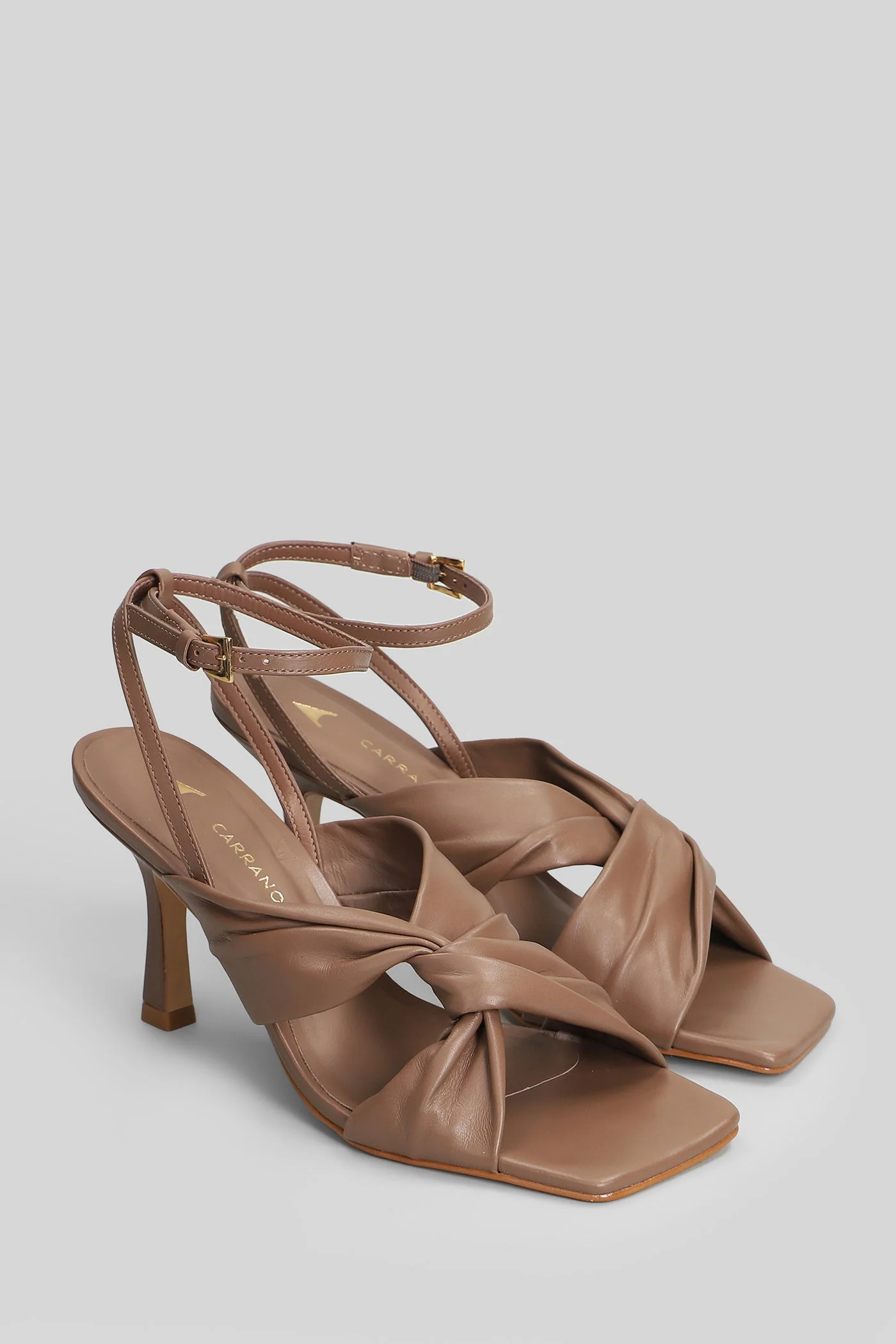 Sandals in taupe leather - Image 2