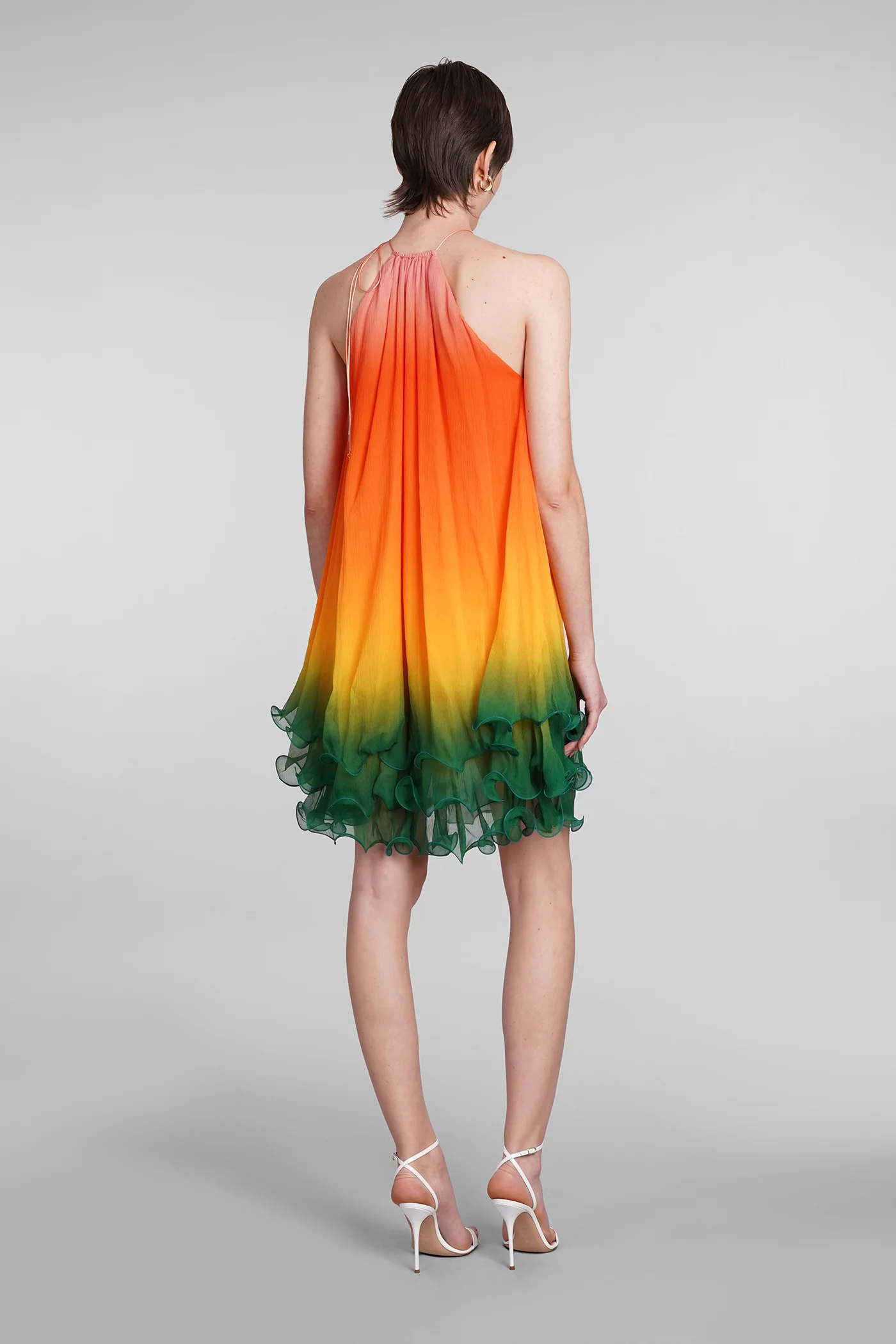 Dress woman  in multicolor silk - Image 3
