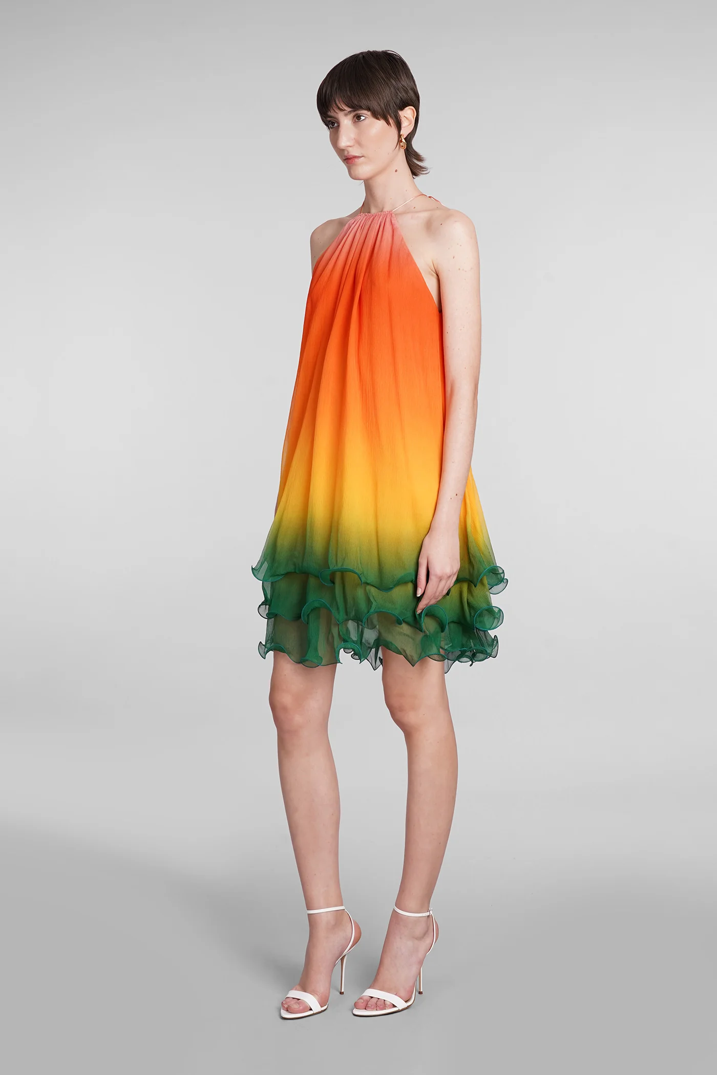 Dress woman  in multicolor silk - Image 4
