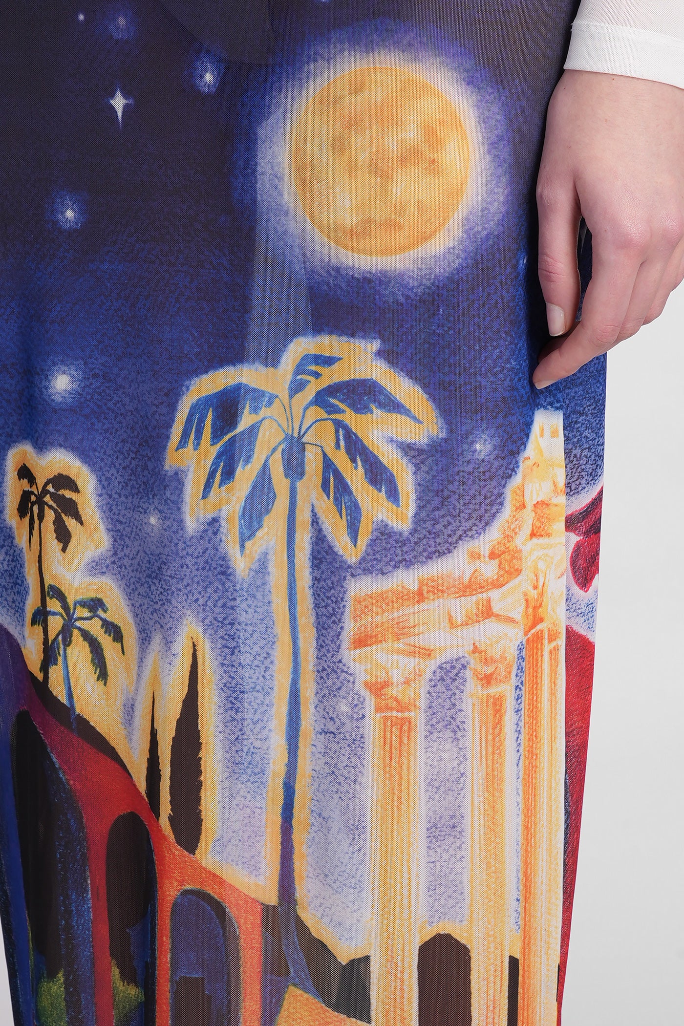 Long dress in blue polyester - Image 5