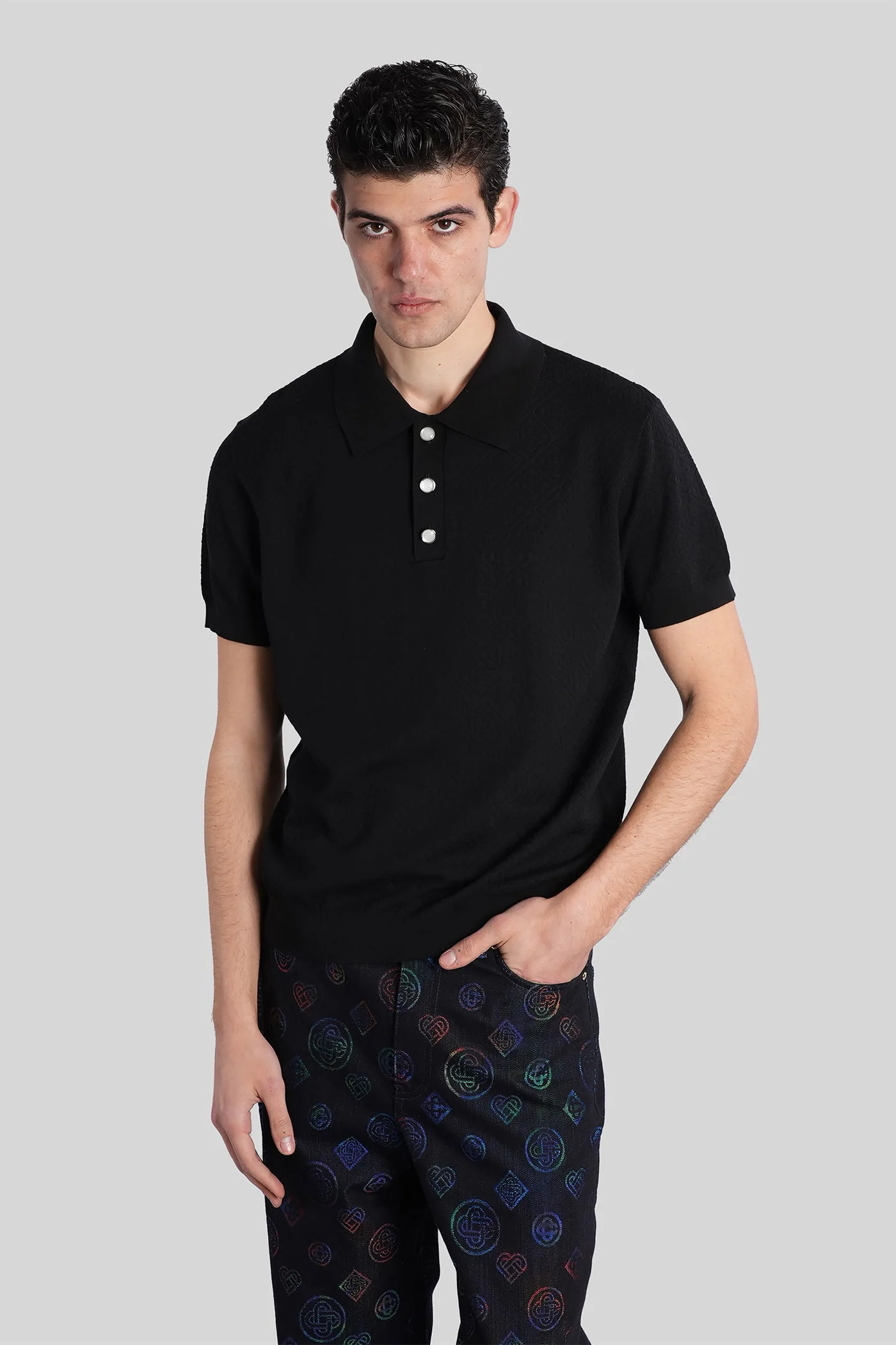 Polo in black cotton