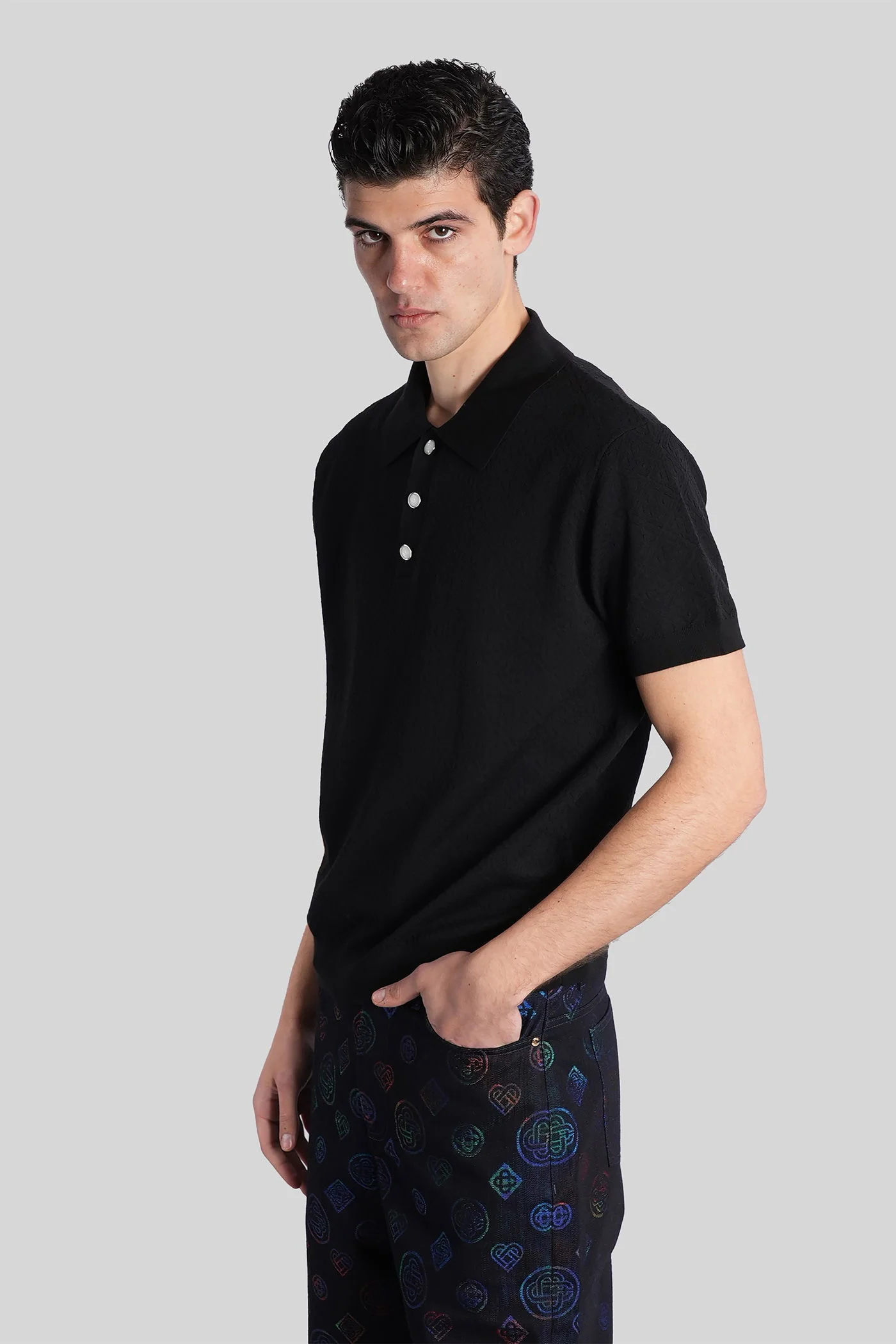 Polo in black cotton - Image 4