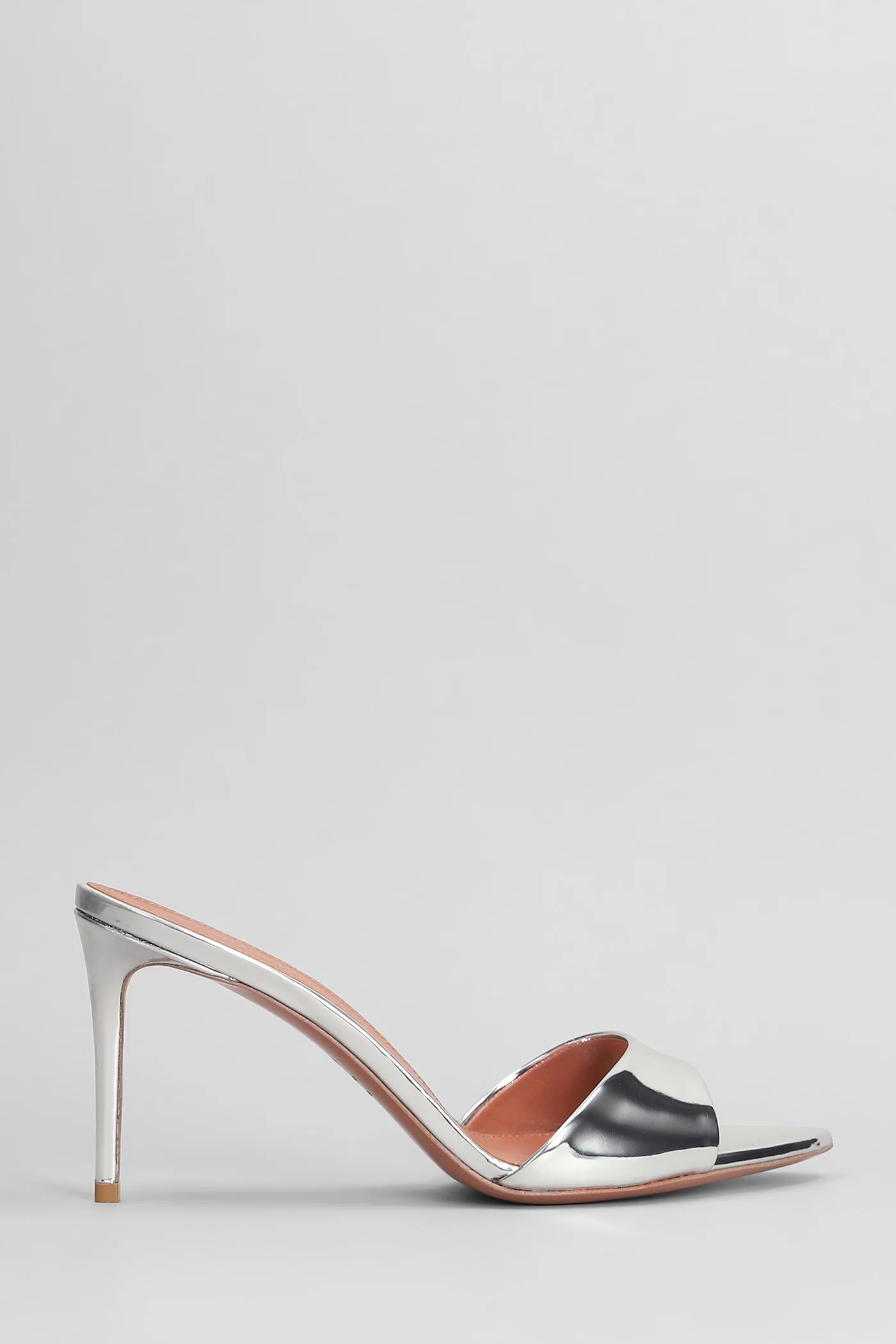 Alixia 80 Slipper-Mule in silver leather