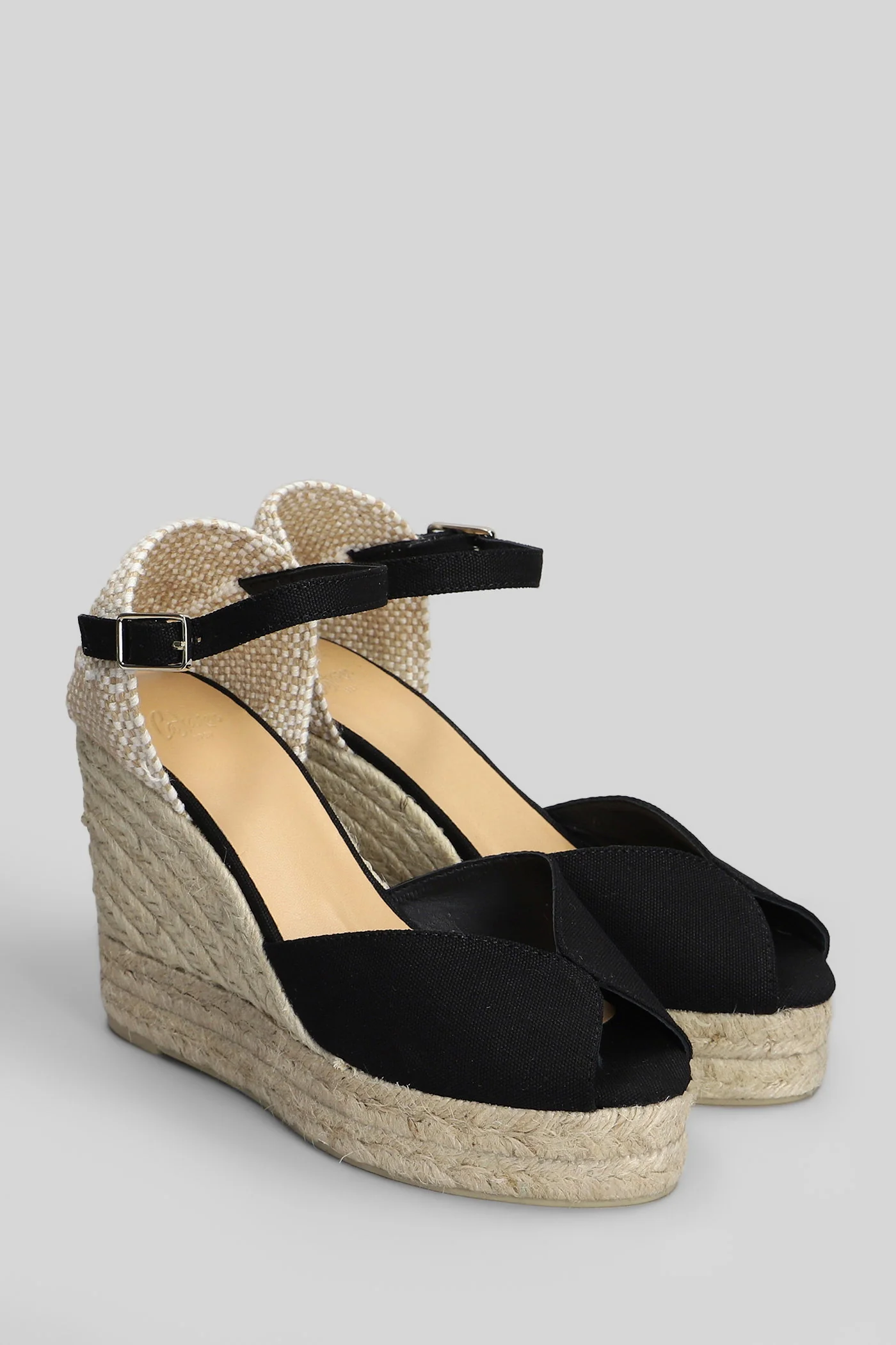 Bianca-8Ed-001 Wedges in black canvas - Image 2