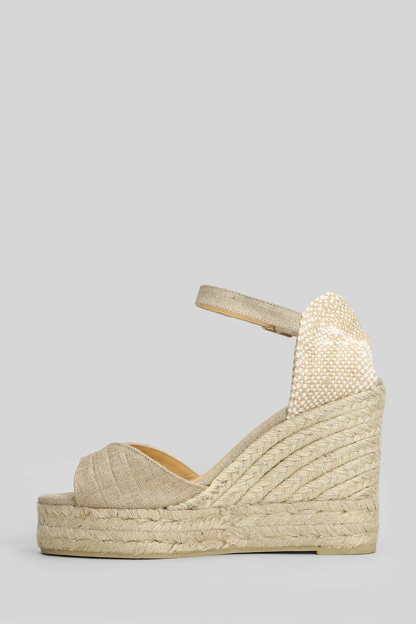 Blaudi-8Ed-290 Wedges in gold fabric - Image 3