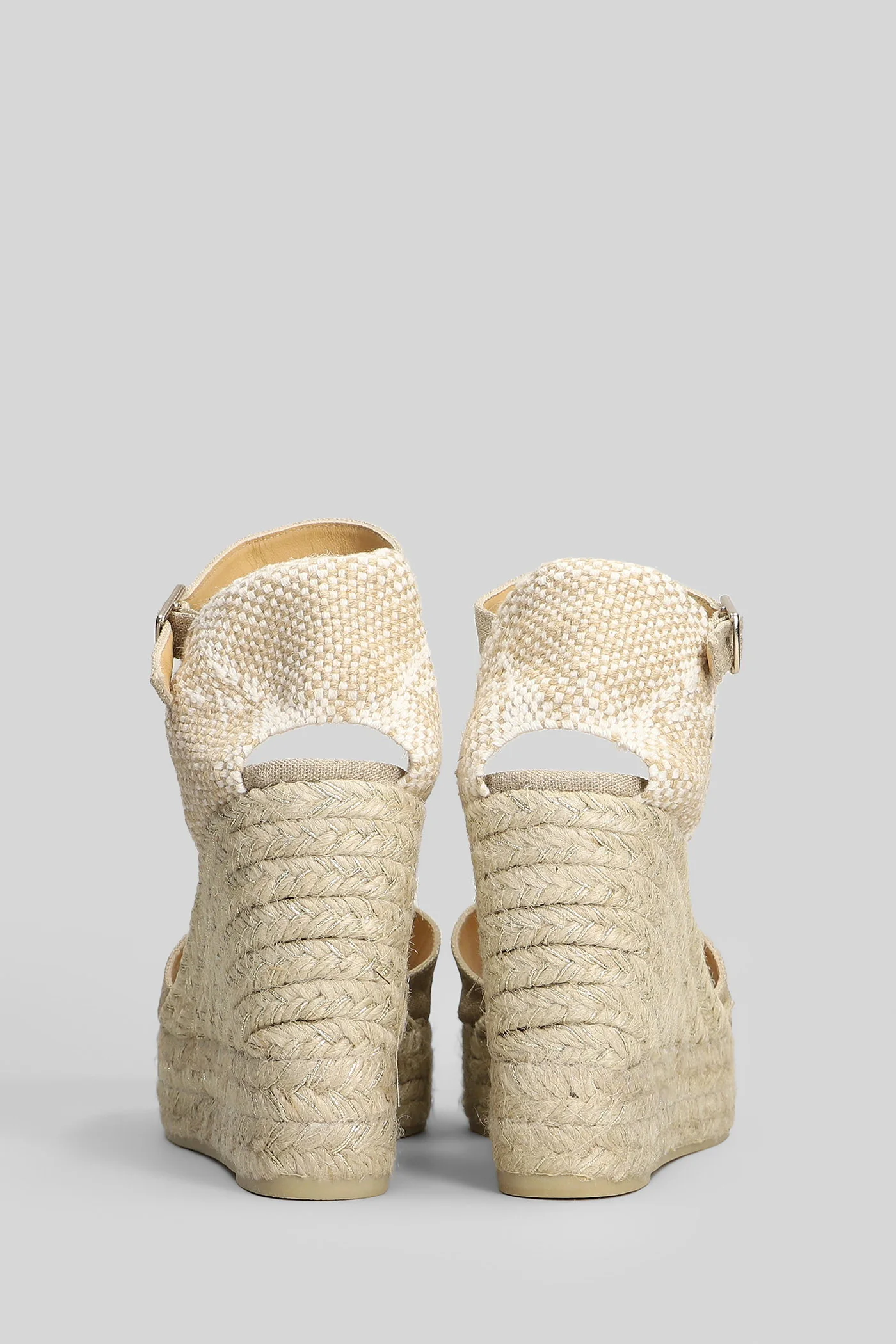 Blaudi-8Ed-290 Wedges in gold fabric - Image 4