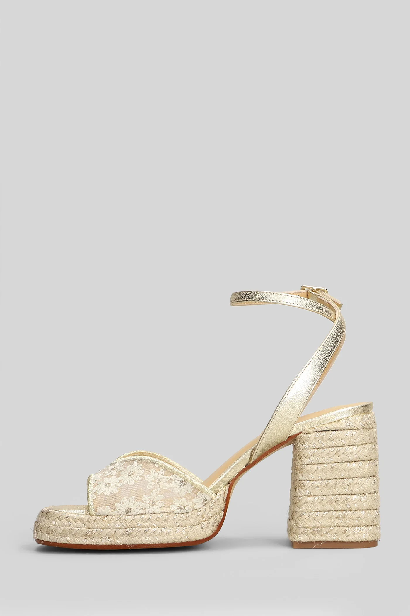 Vals-294 Sandals in gold leather and fabric - Image 3