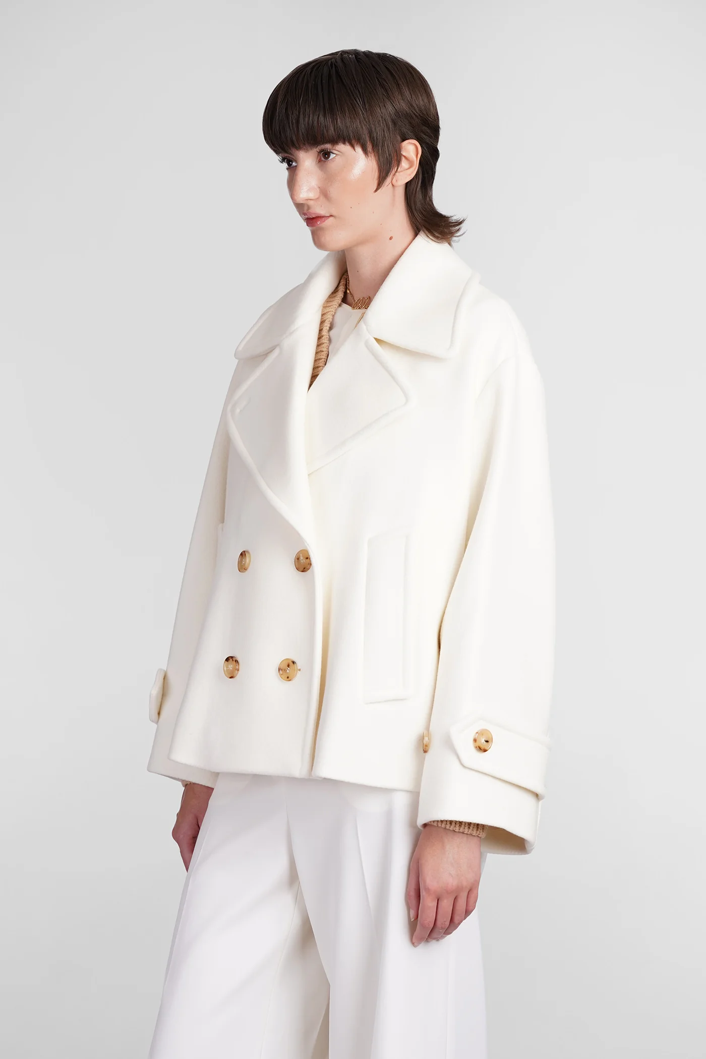Coat in beige wool - Image 4