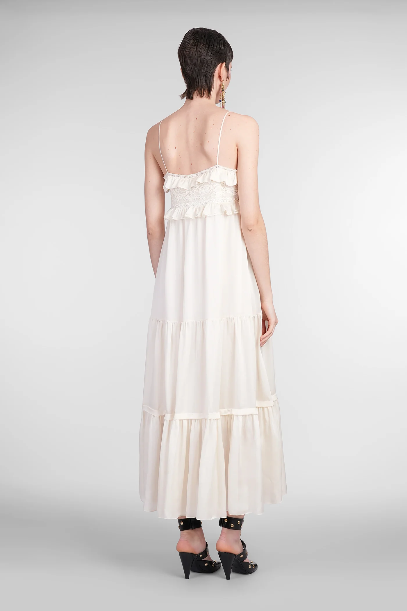 Dress woman  in beige silk - Image 3