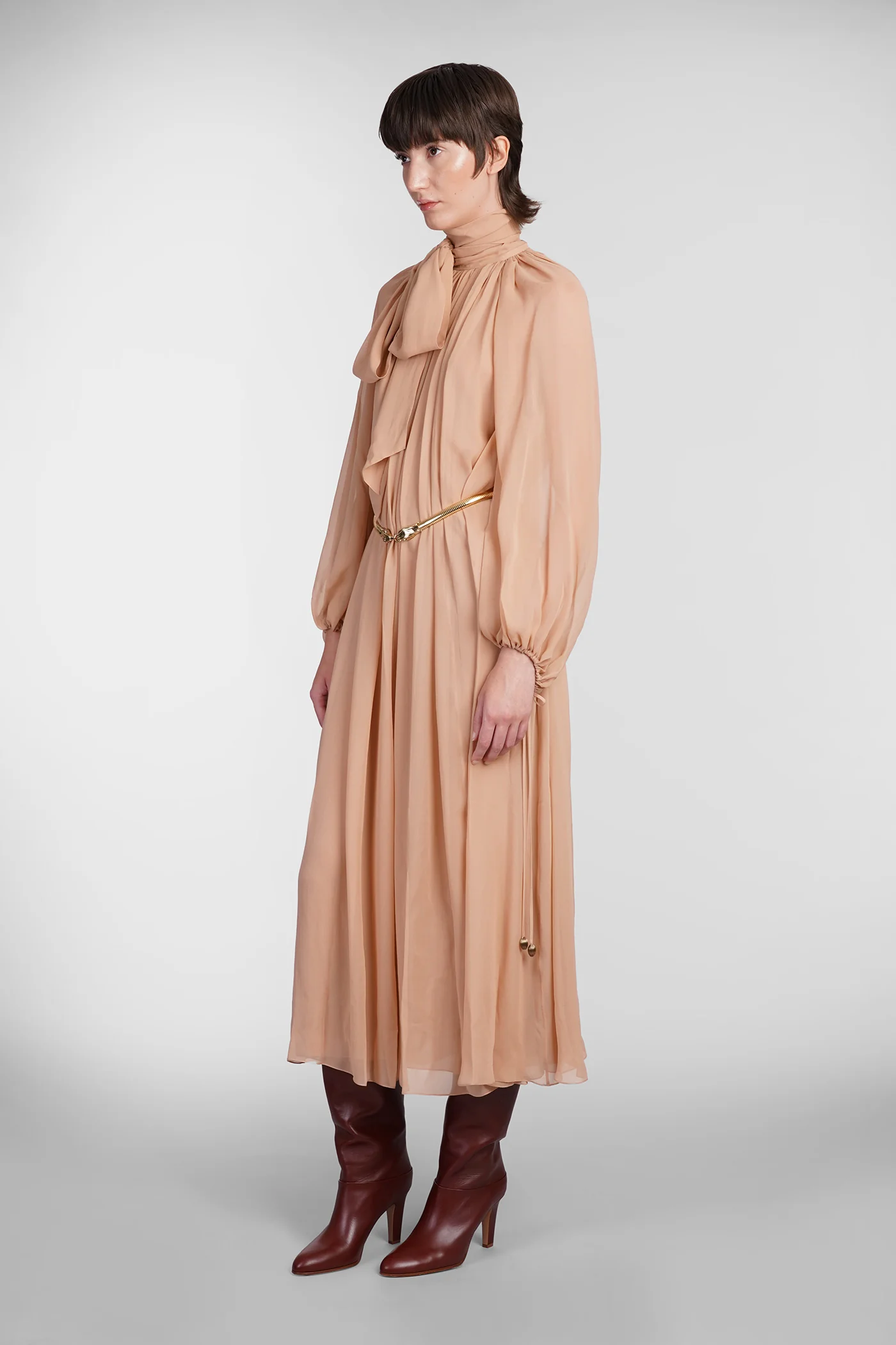 Dress woman in rose-pink silk - Image 4