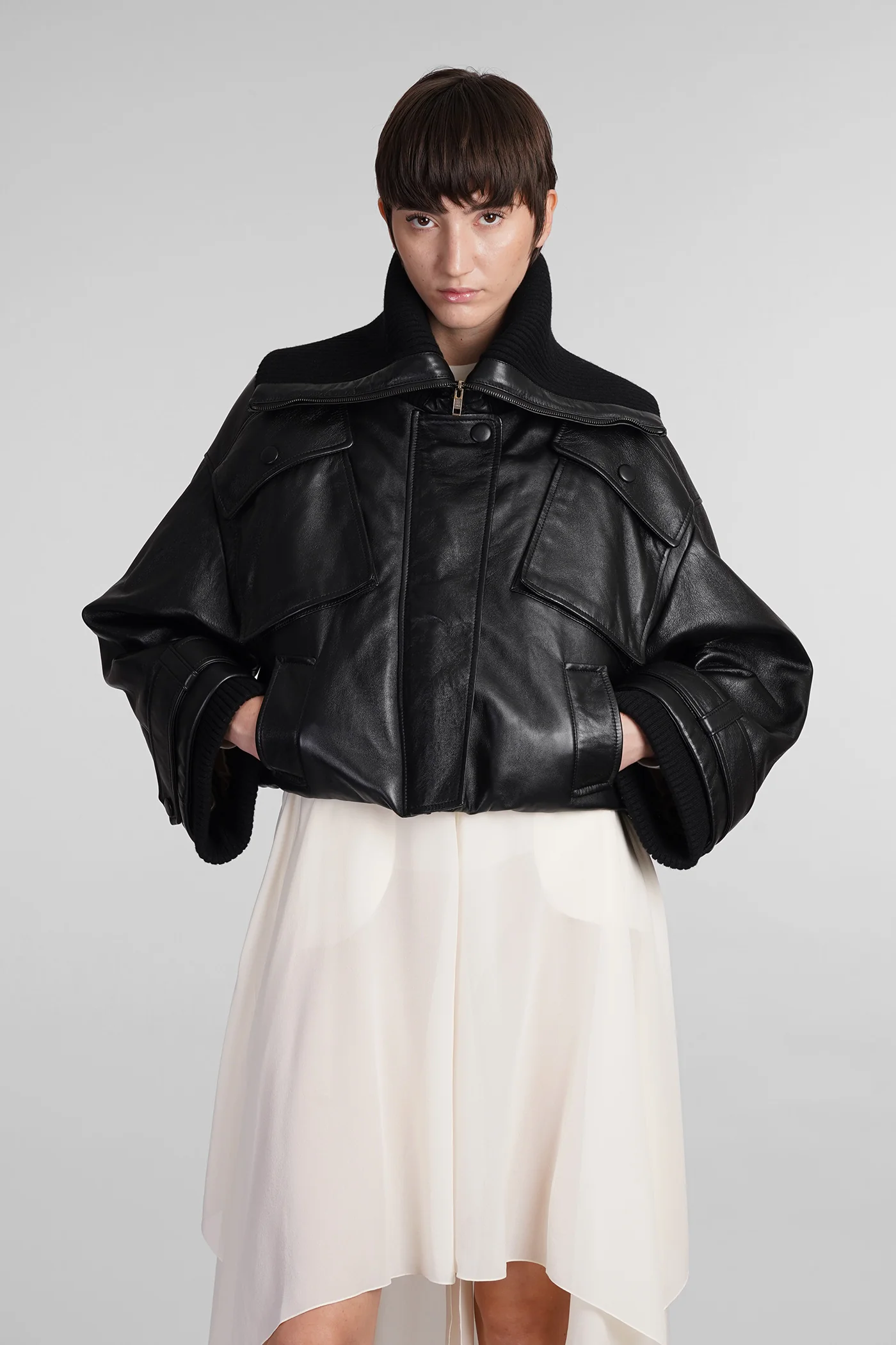 Leather jacket in black leather