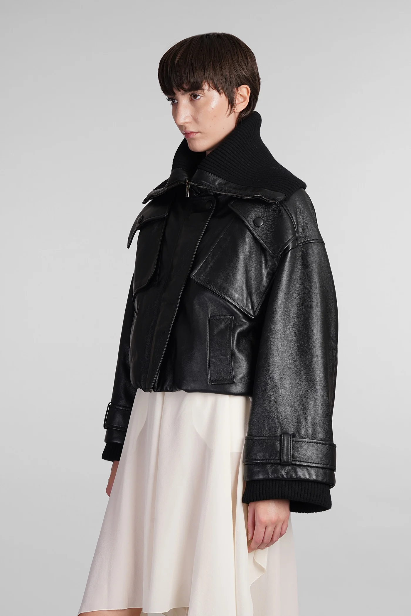 Leather jacket in black leather - Image 4