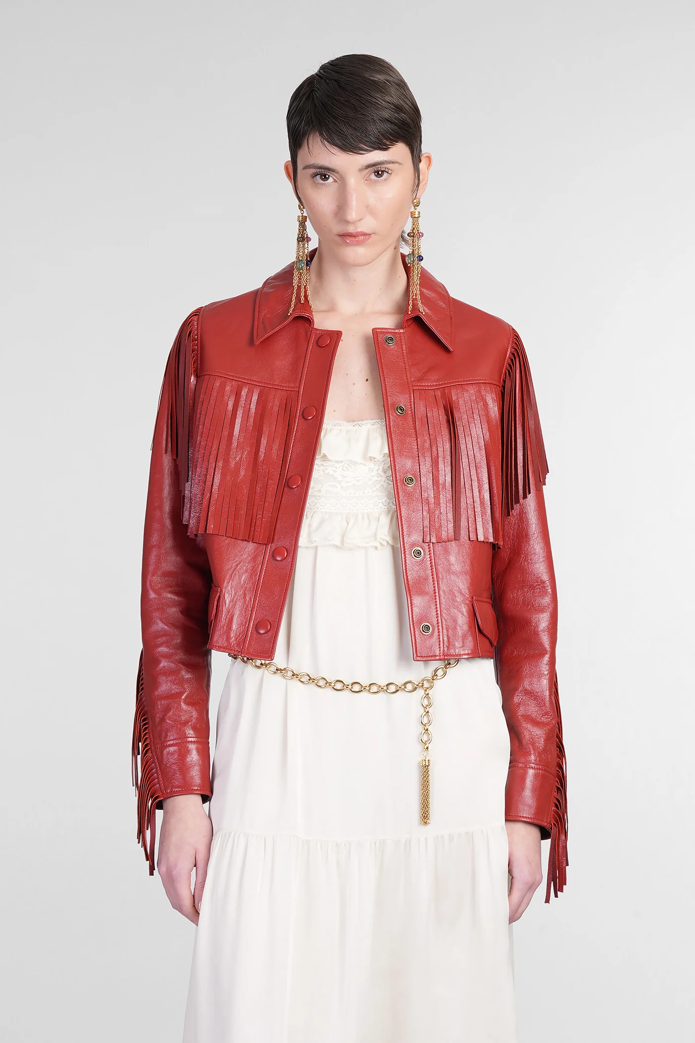 Leather jacket in red leather