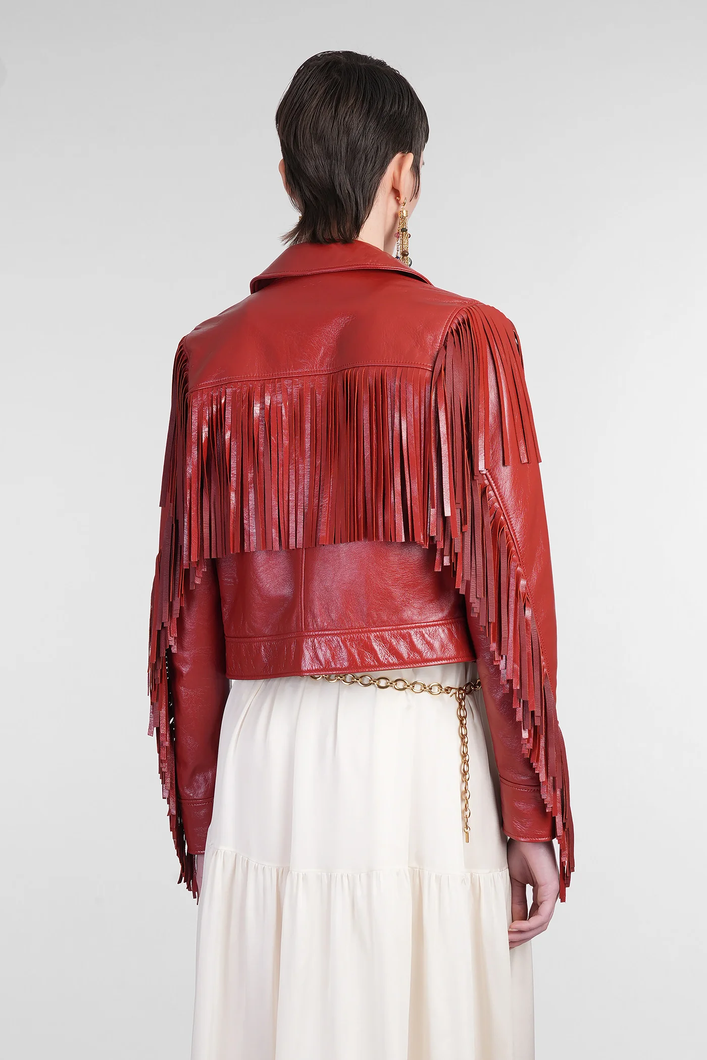 Leather jacket in red leather - Image 3