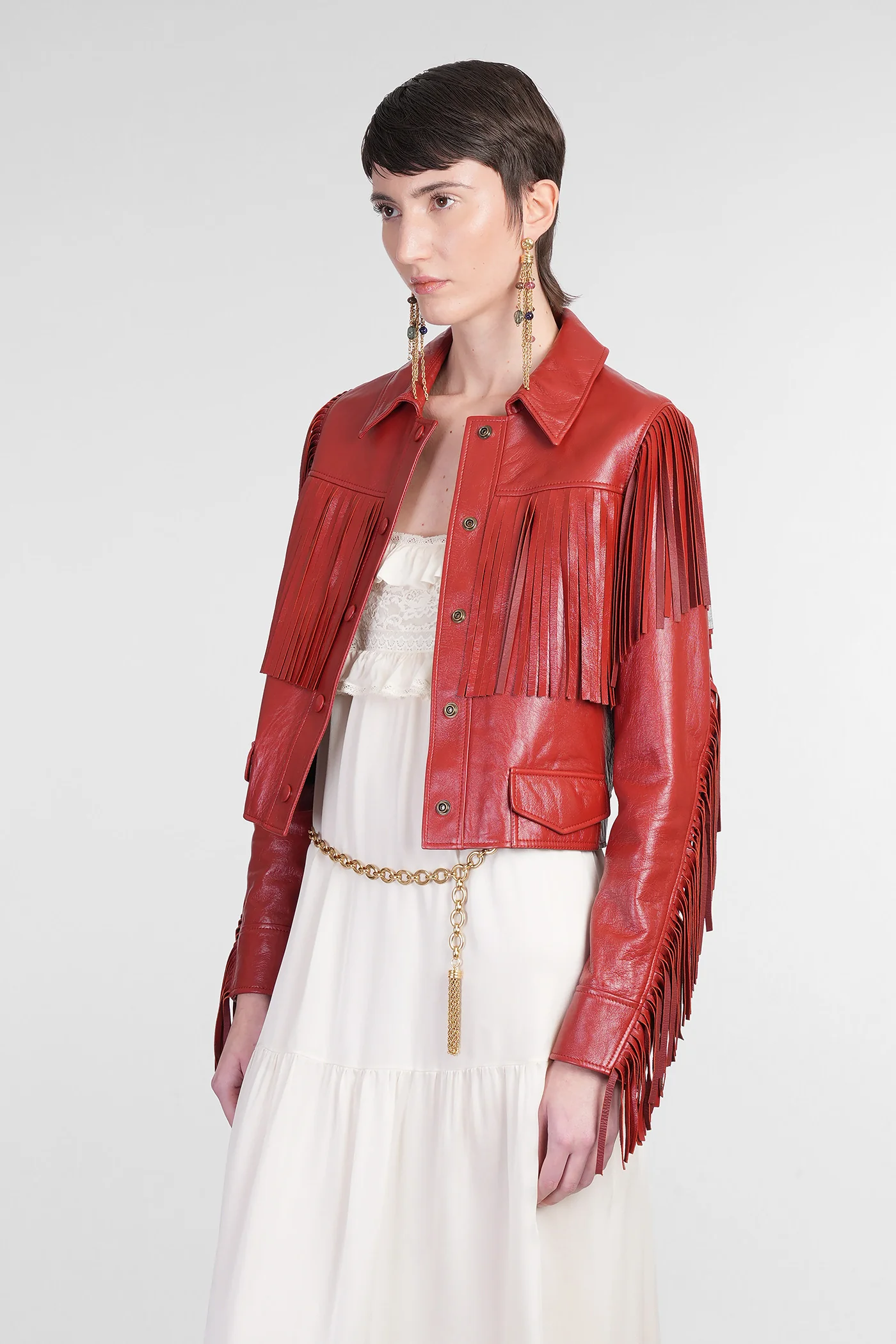 Leather jacket in red leather - Image 4