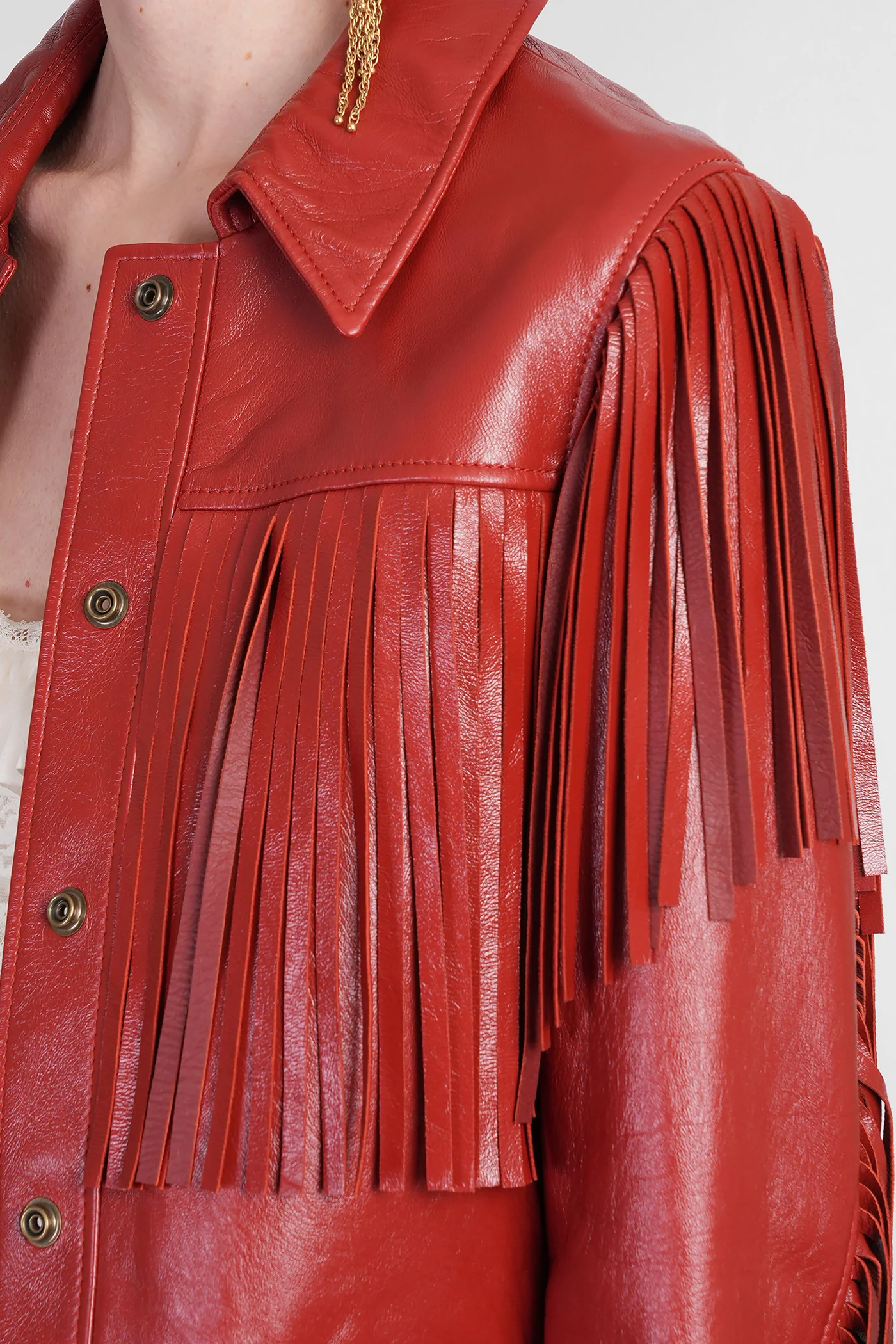 Leather jacket in red leather - Image 5