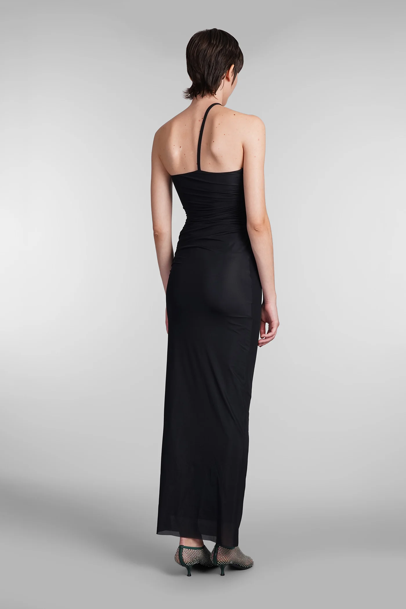 Dress woman in black polyamide - Image 3