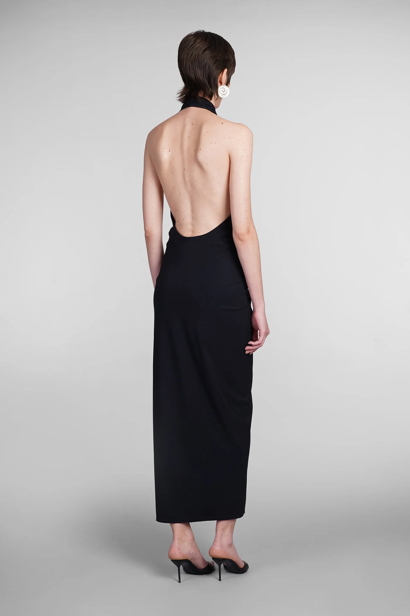 Dress woman  in black polyamide - Image 3