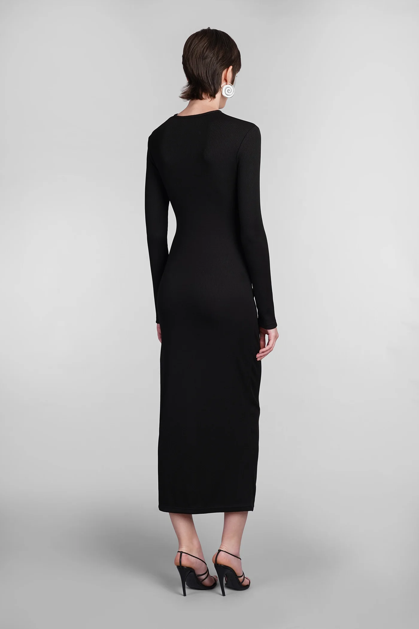 Dress woman  in black polyester - Image 3
