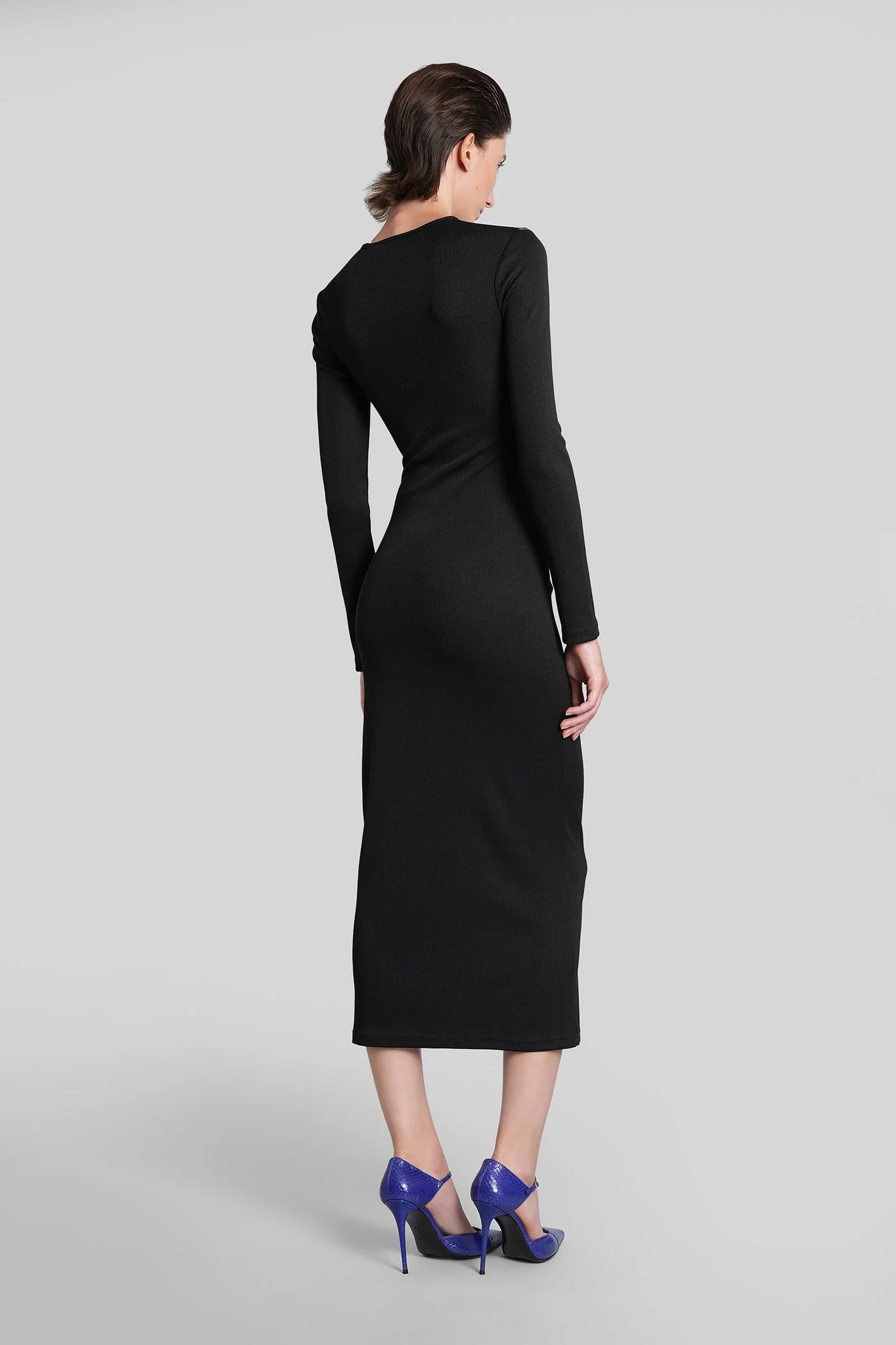 Long dress in black polyester - Image 3