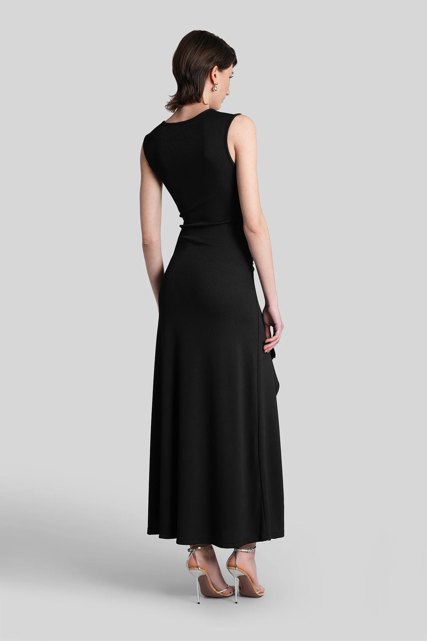 Long dress in black polyester - Image 3