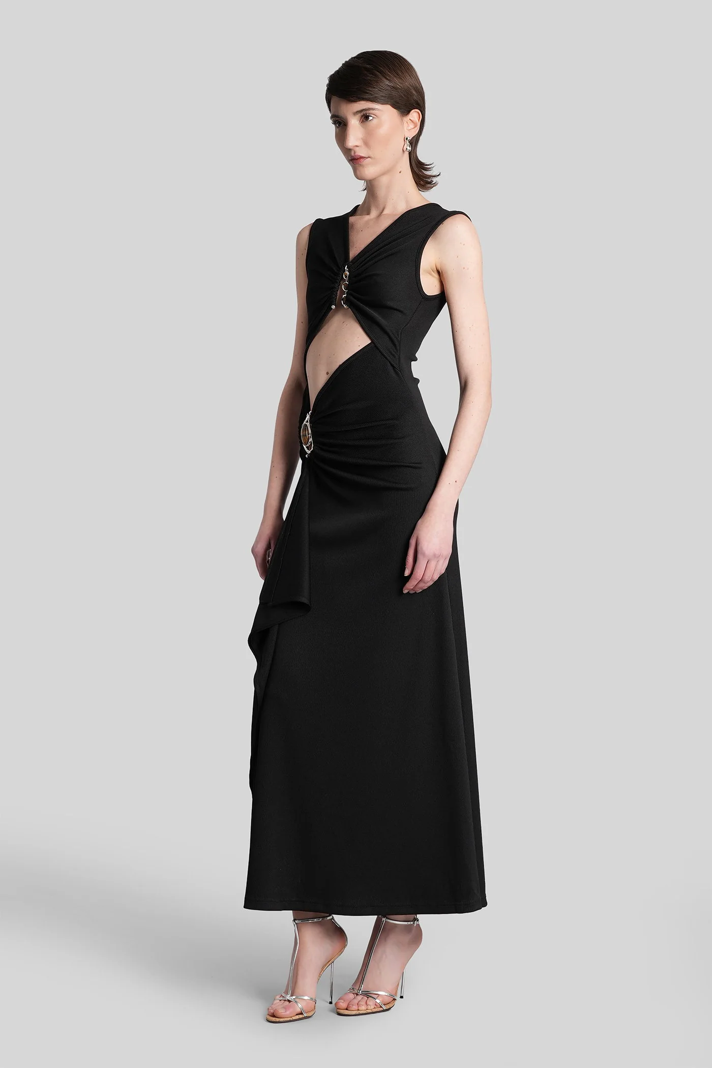 Long dress in black polyester - Image 4