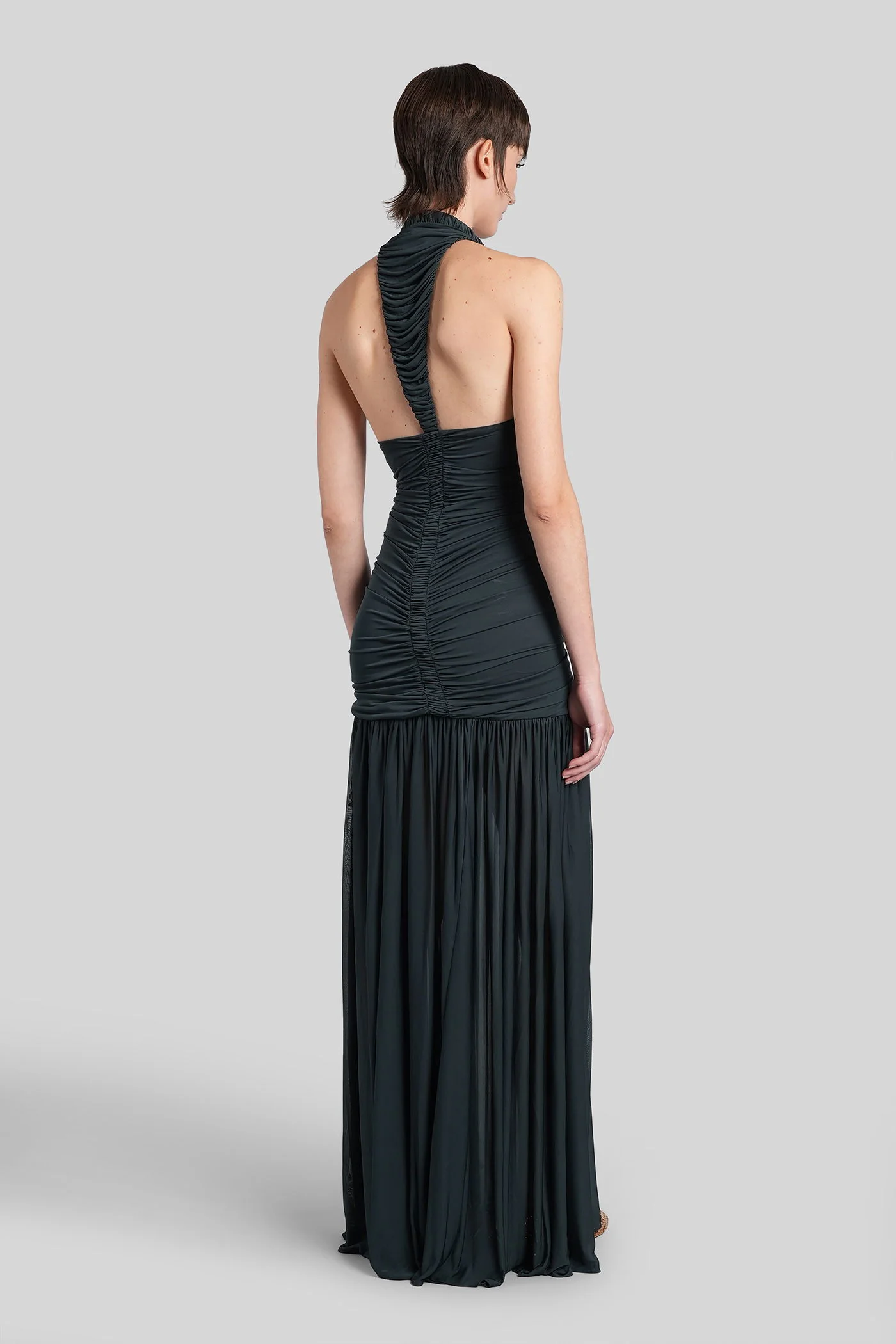 Long dress in green Rayon - Image 3