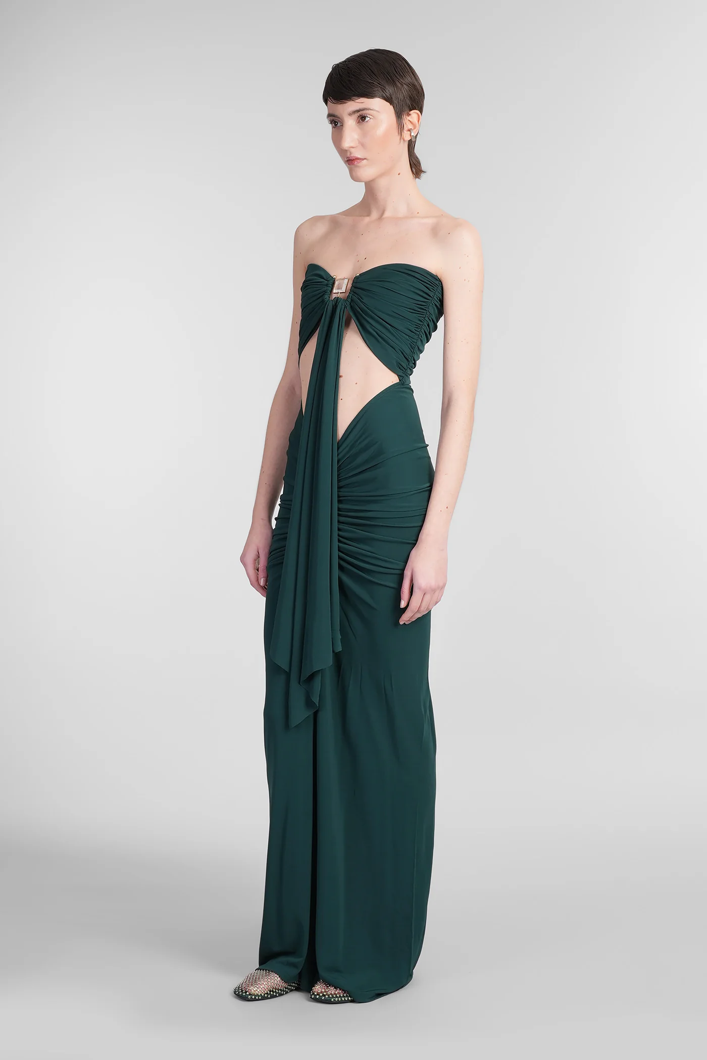 Long dress in green viscose - Image 4